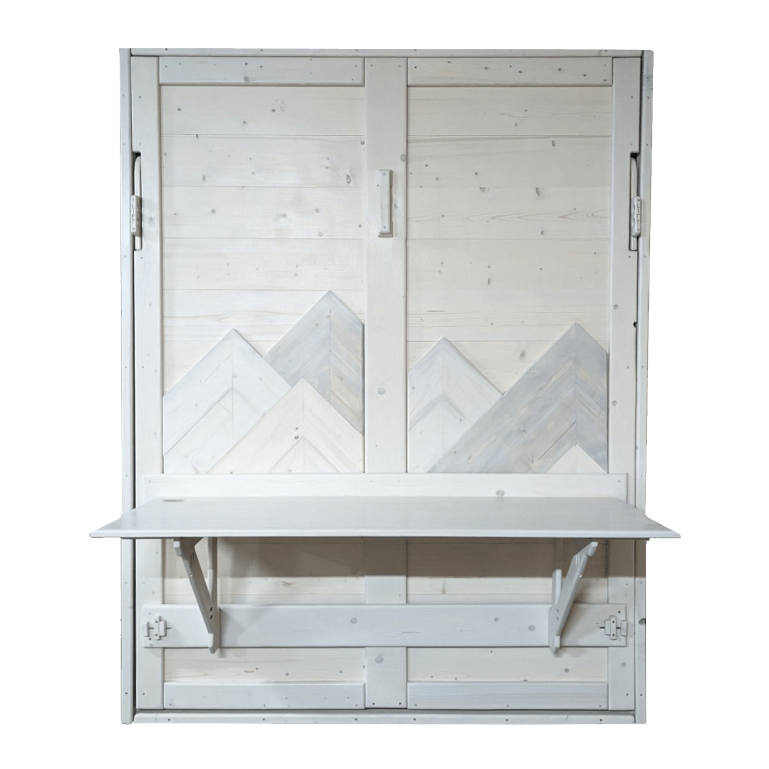 Murphy Bed With Desk White - Mountains - Kootenay Murphy Beds