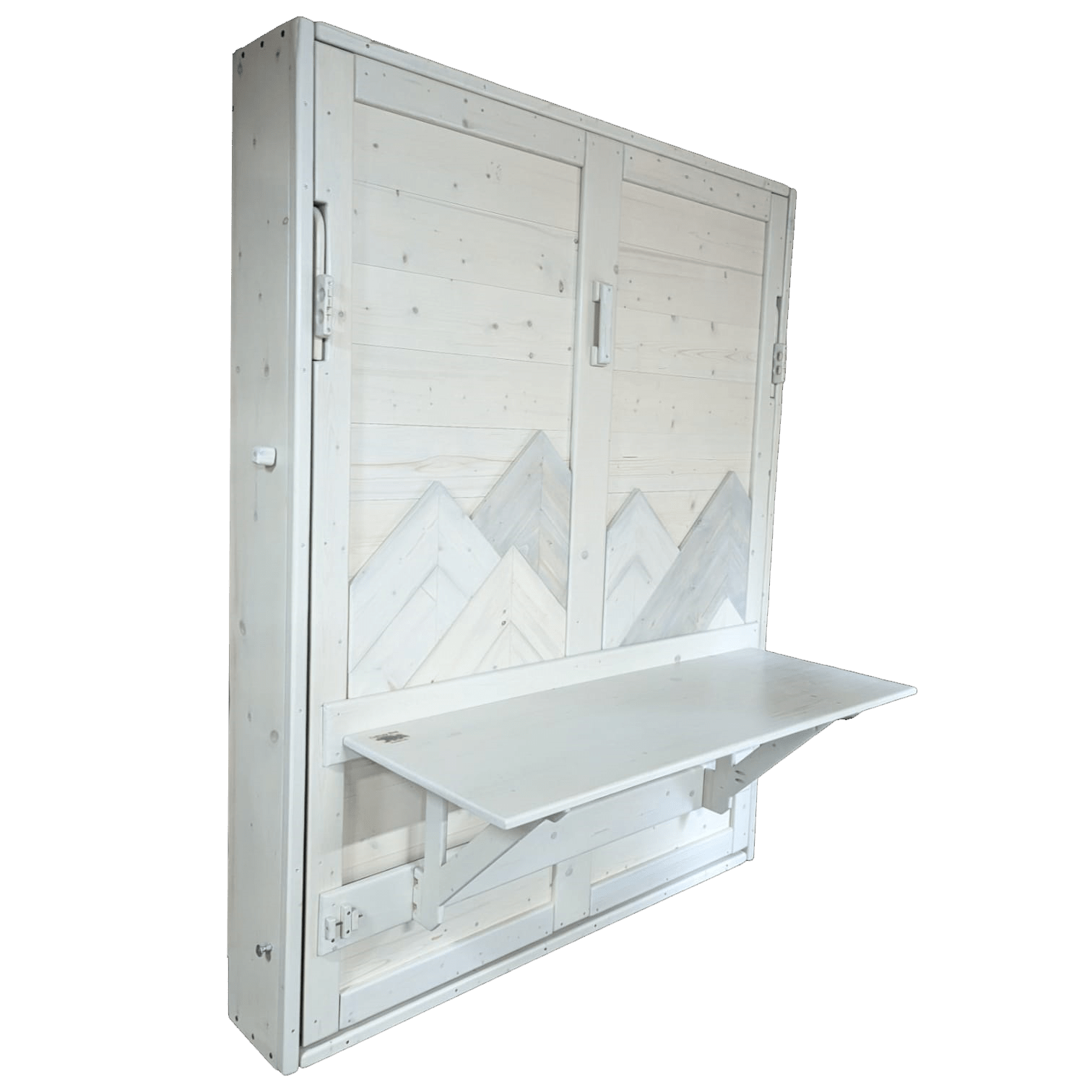 Murphy Bed With Desk White - Mountains - Kootenay Murphy Beds