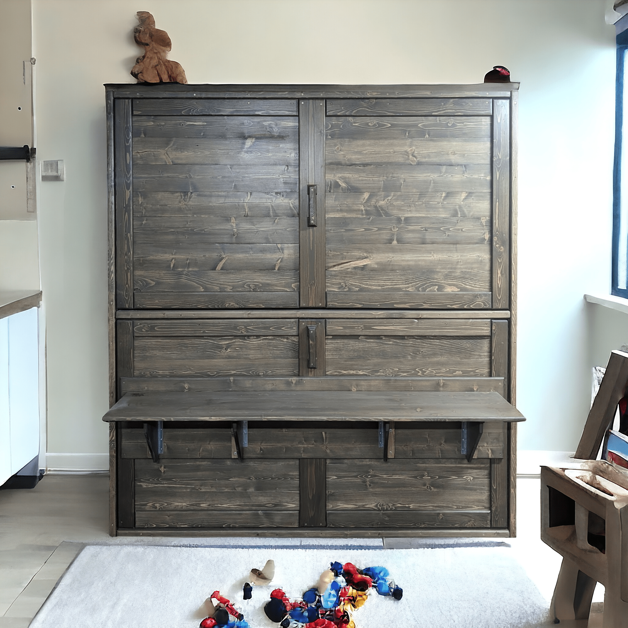 Murphy Bunks - Brown Bark - Kootenay Murphy Beds