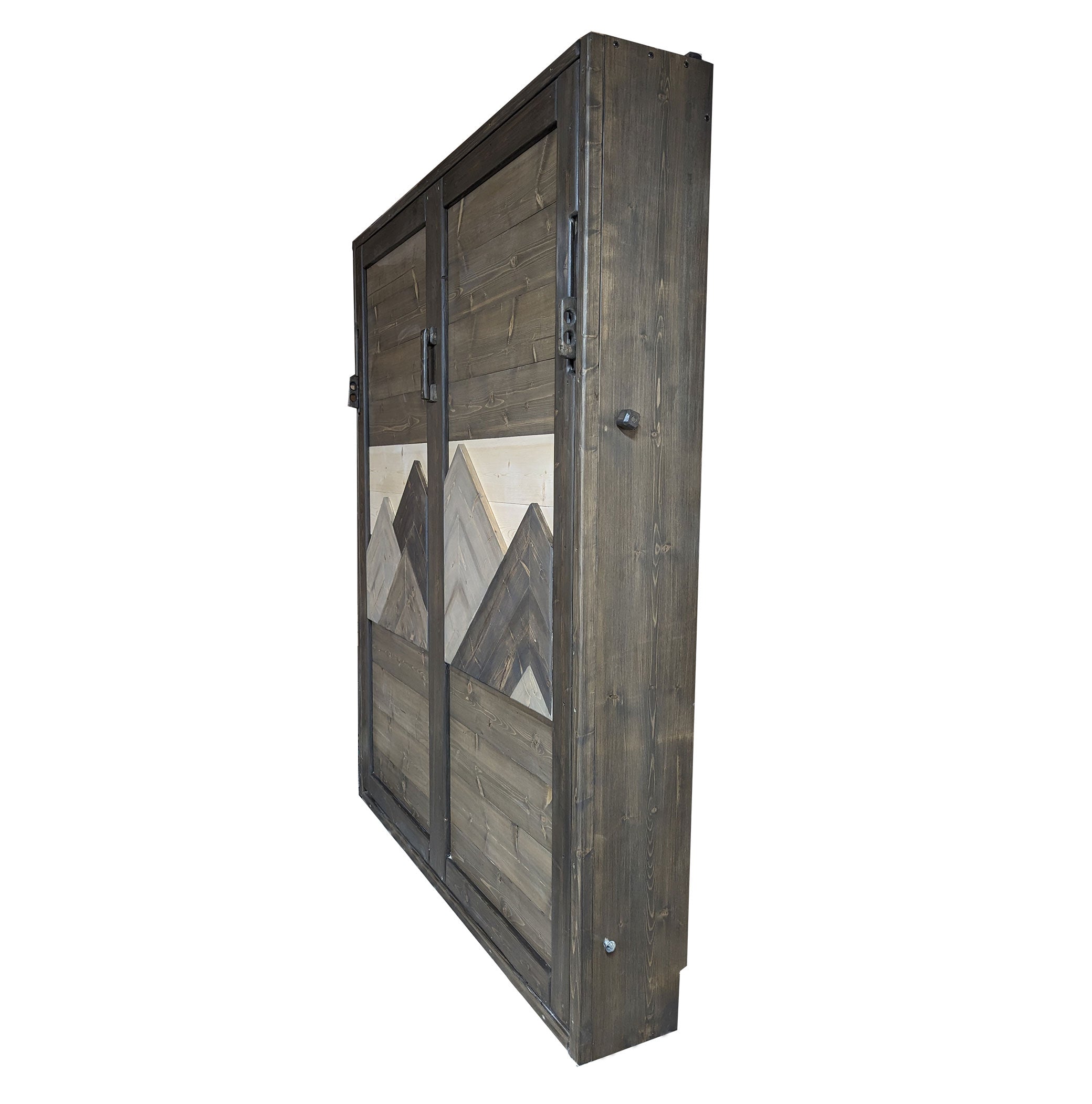 Queen Murphy Bed - Brown & Grey Mountains - Kootenay Murphy Beds