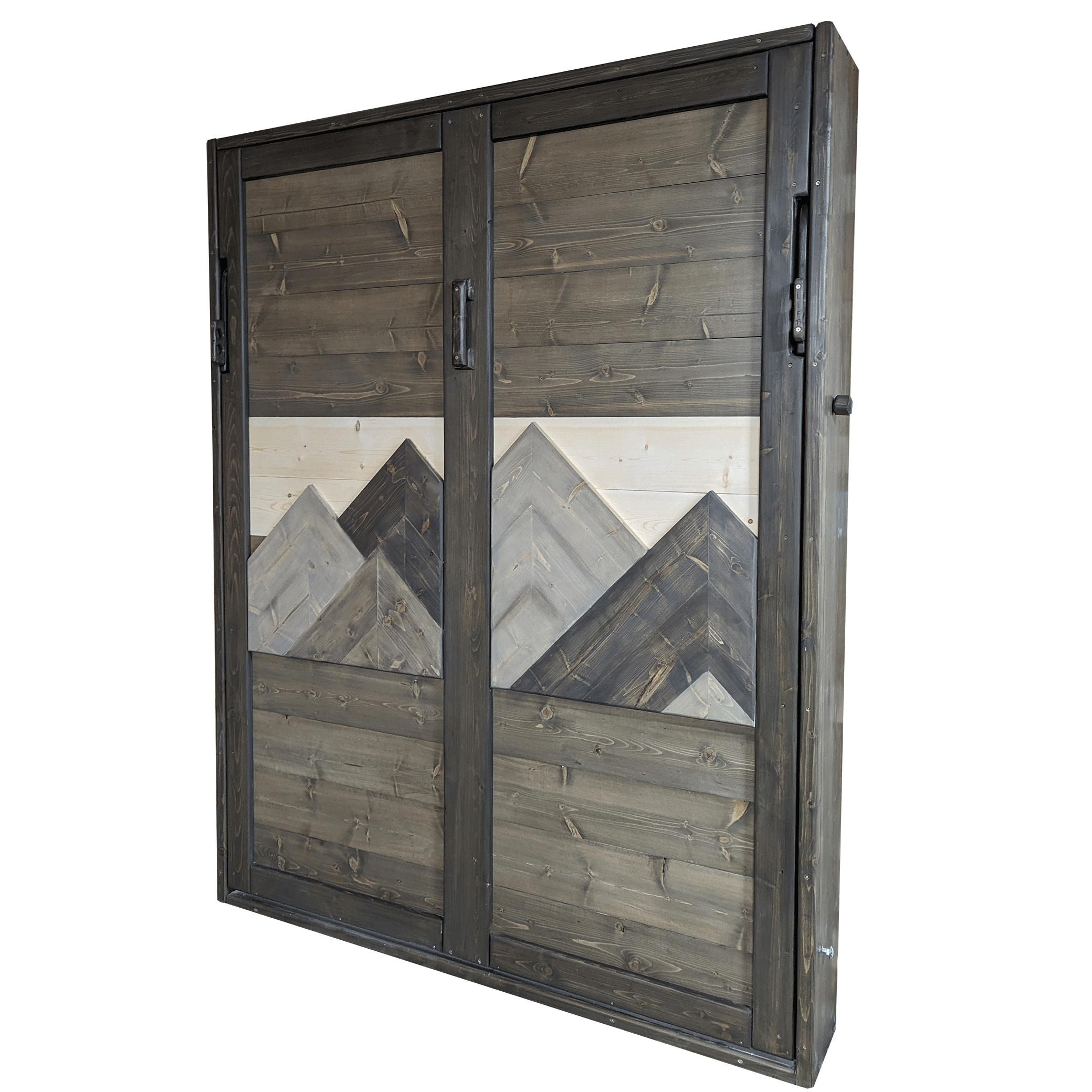 Queen Murphy Bed - Brown & Grey Mountains - Kootenay Murphy Beds