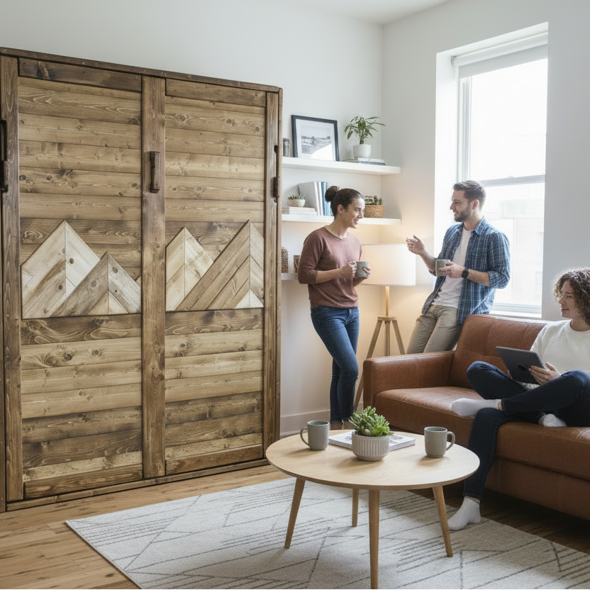 Queen Murphy Bed - Brown Mountains - Kootenay Murphy Beds