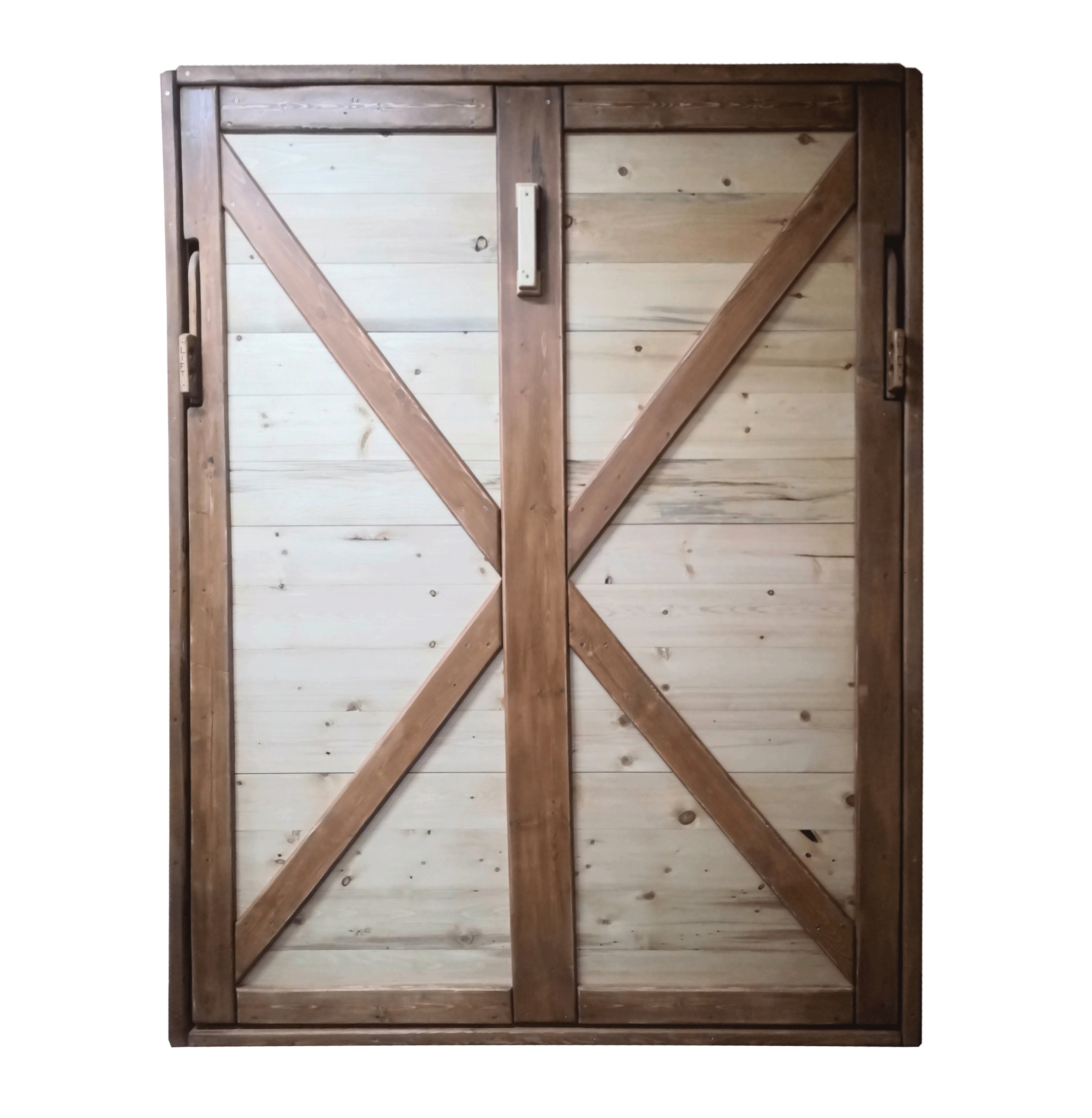 Queen Murphy Bed - Natural Pine & Walnut - Kootenay Murphy Beds