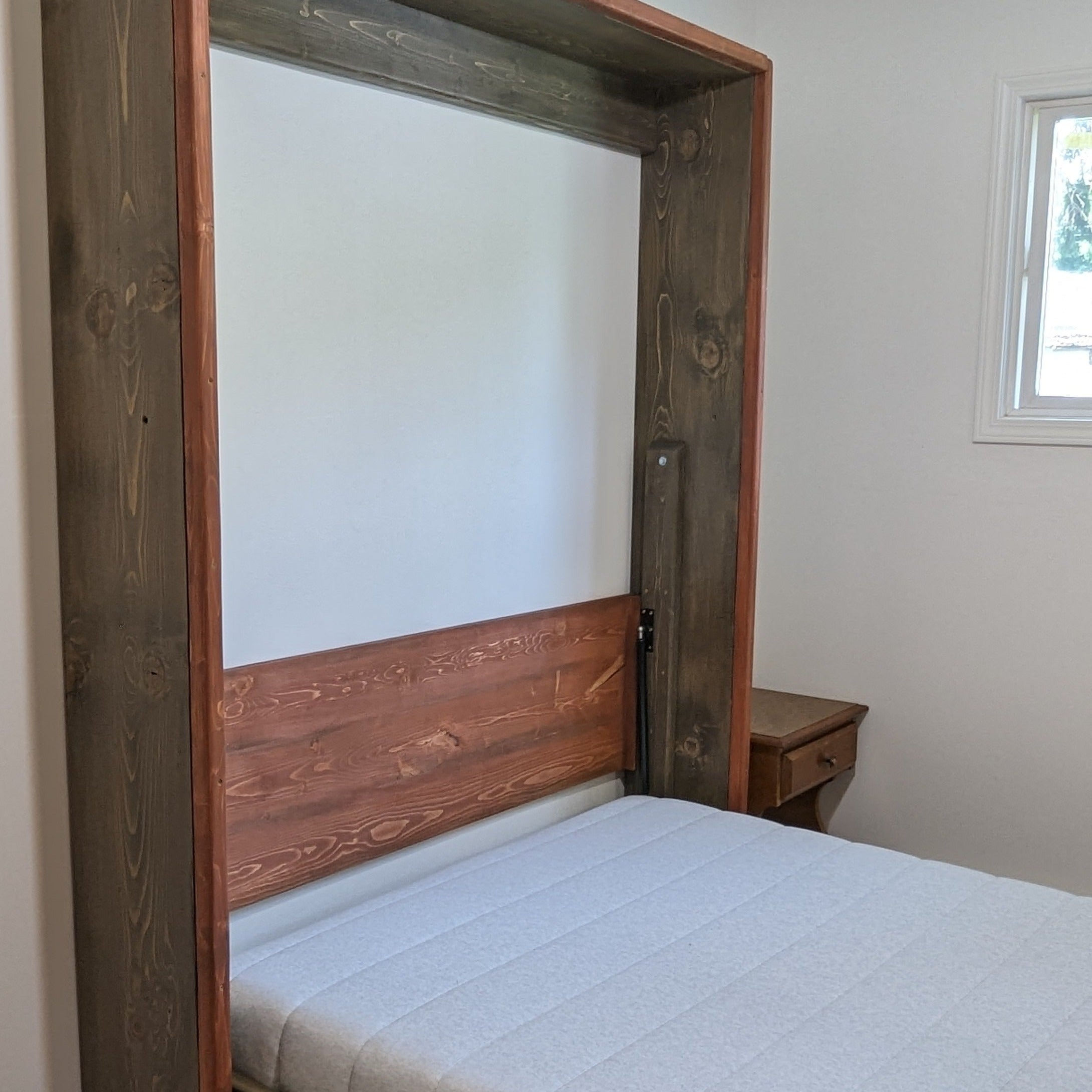 Queen Murphy Bed - Rustic Brown - Kootenay Murphy Beds