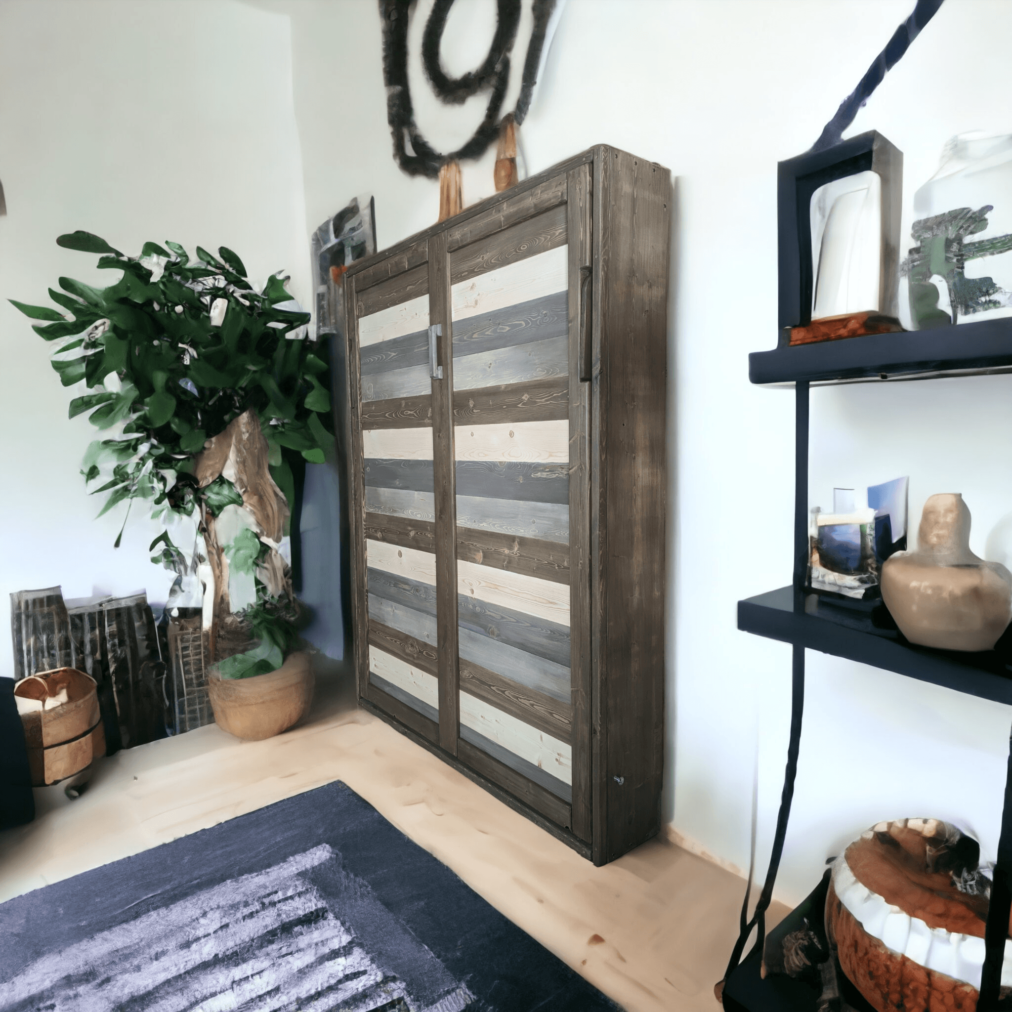 Queen Murphy Bed - Signature Blue - Kootenay Murphy Beds