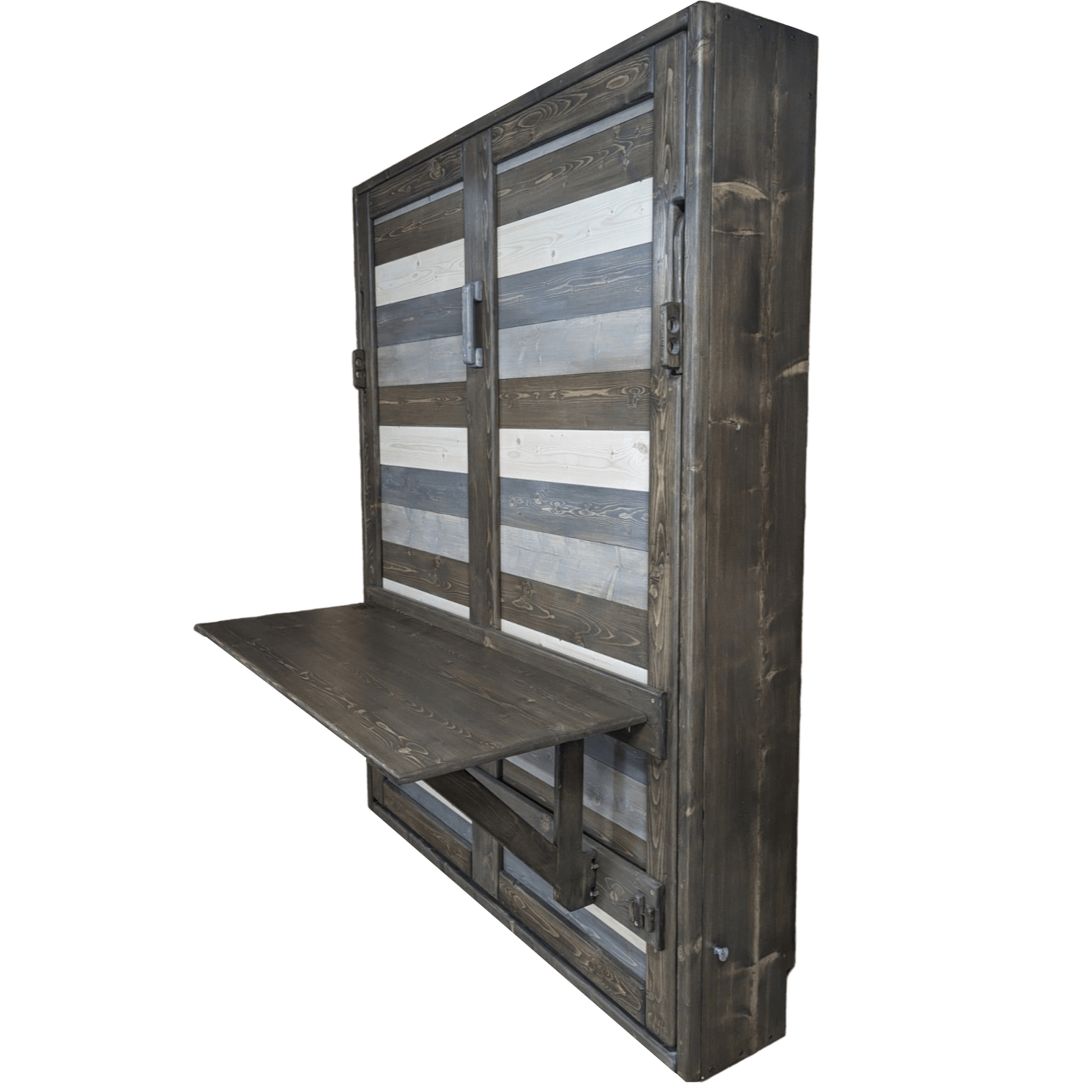 Signature Blue Murphy Bed With Desk - Kootenay Murphy Beds