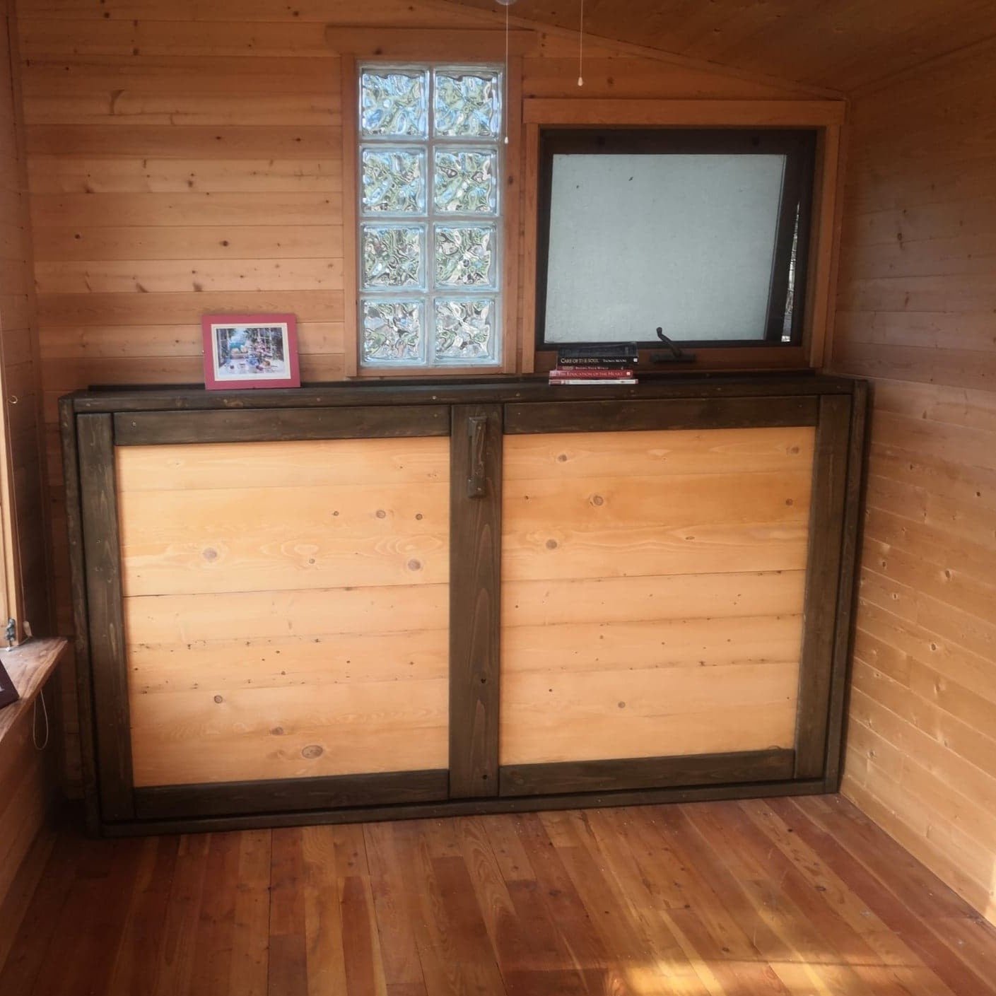 Twin Murphy Bed Horizontal - Bark & Pine