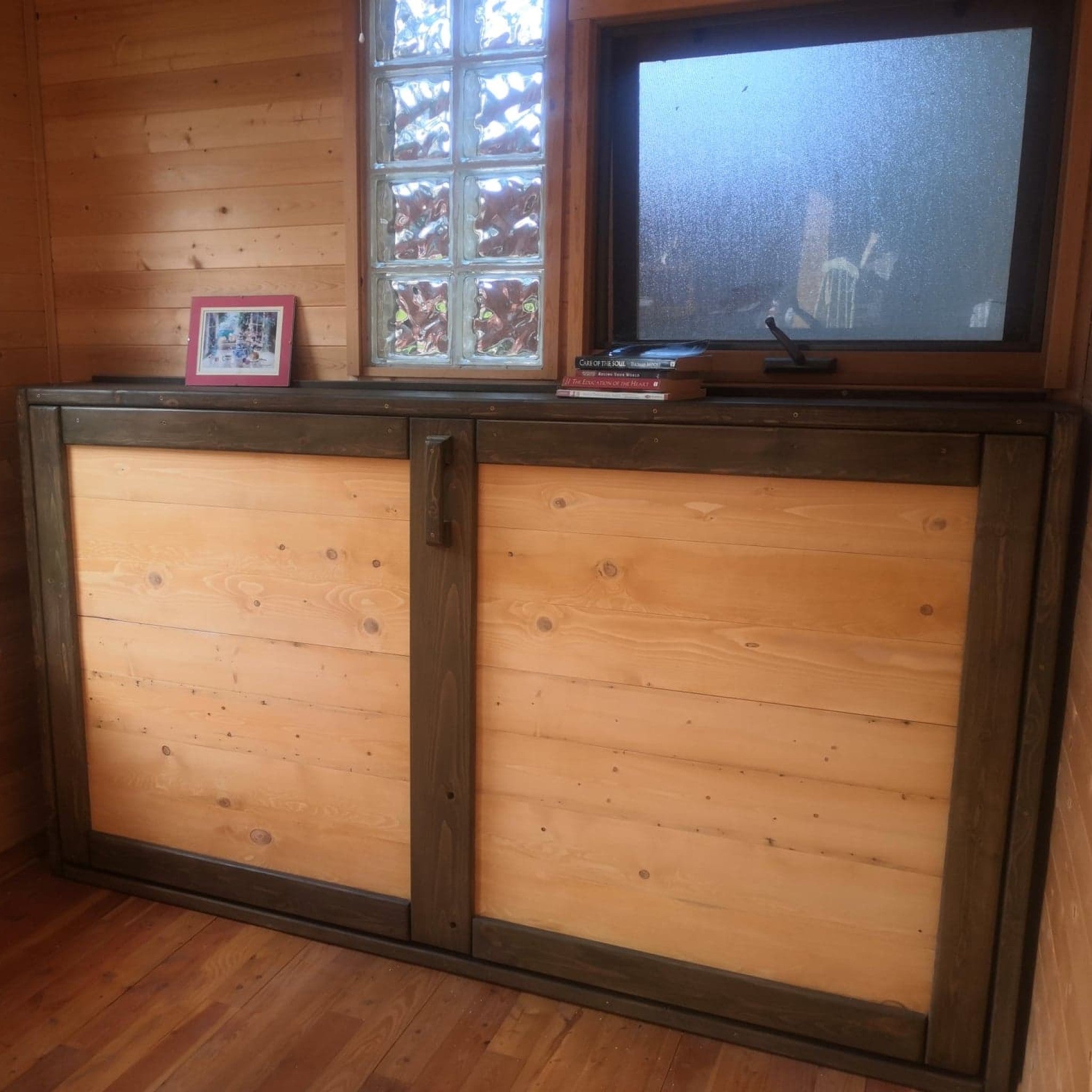 Twin Murphy Bed Horizontal - Bark & Pine