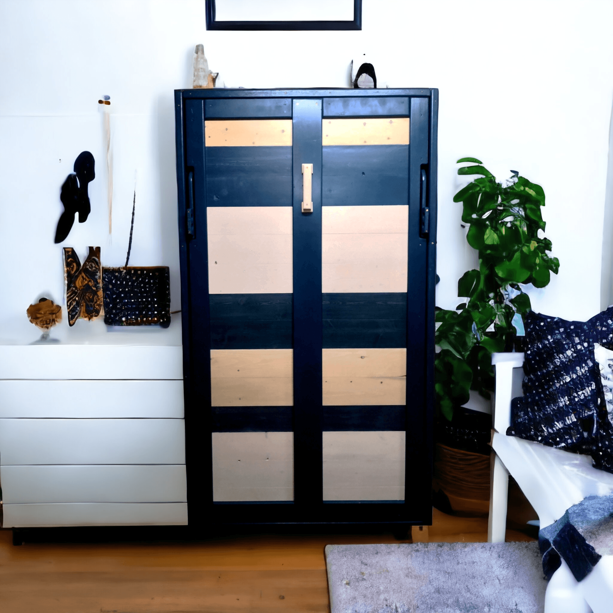 Twin Vertical Murphy Bed - Coastal Blue - Kootenay Murphy Beds