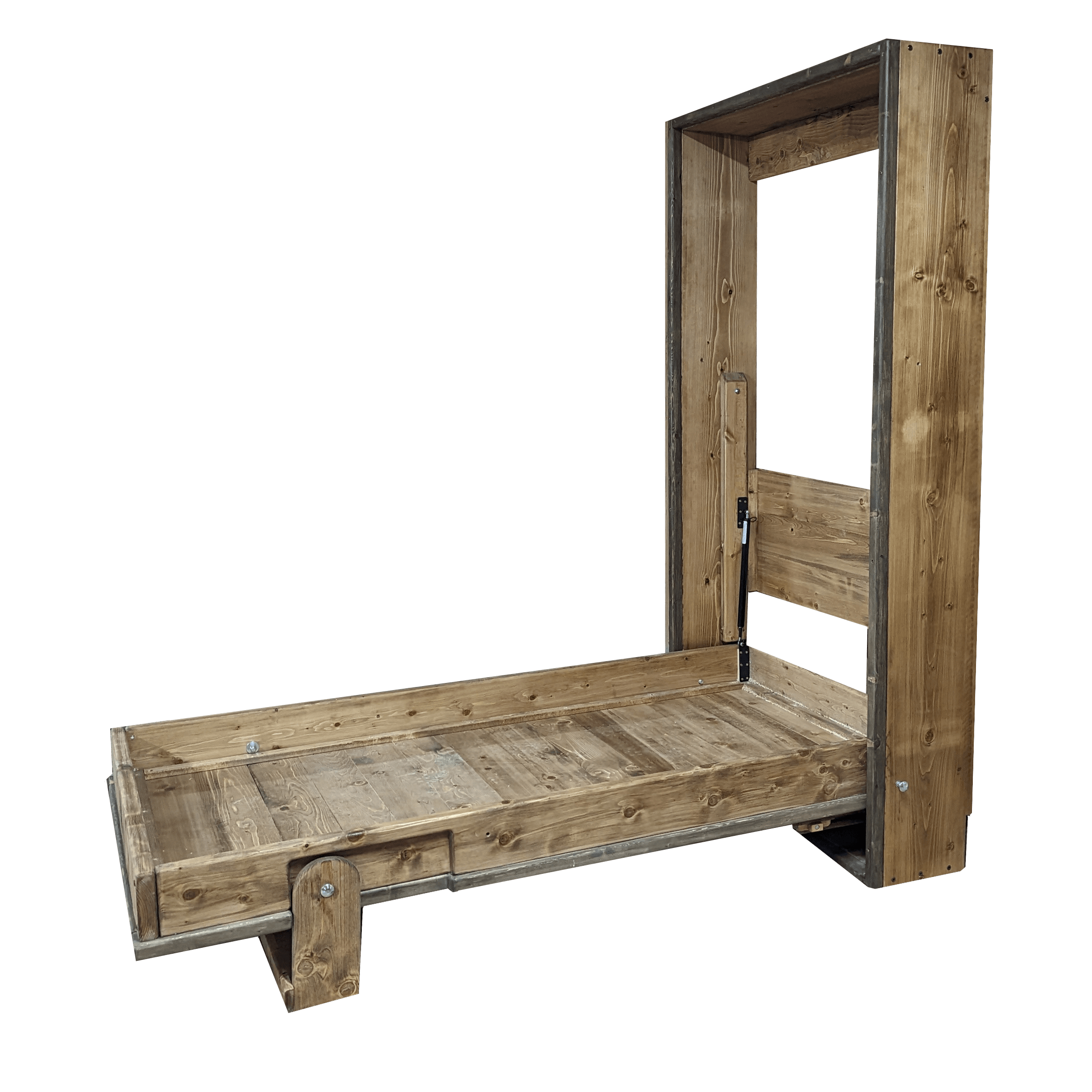 Twin Vertical Murphy Bed - Walnut & Brown - Kootenay Murphy Beds