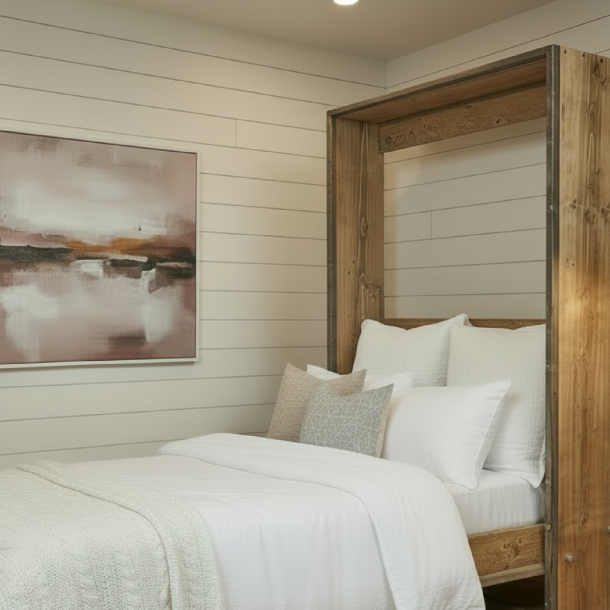 Twin Vertical Murphy Bed - Walnut & Brown - Kootenay Murphy Beds