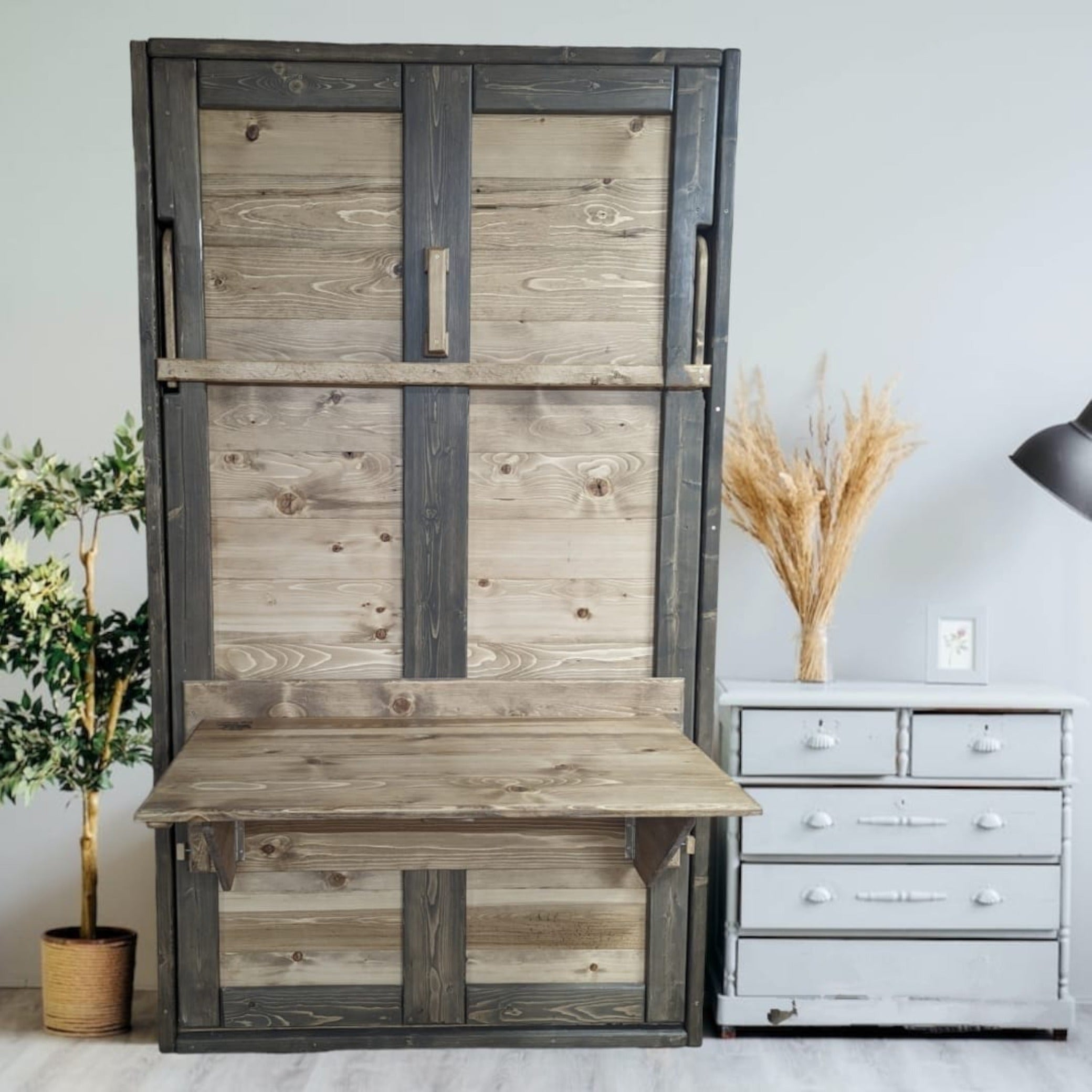 Twin Vertical Murphy Bed - Walnut & Brown - Kootenay Murphy Beds