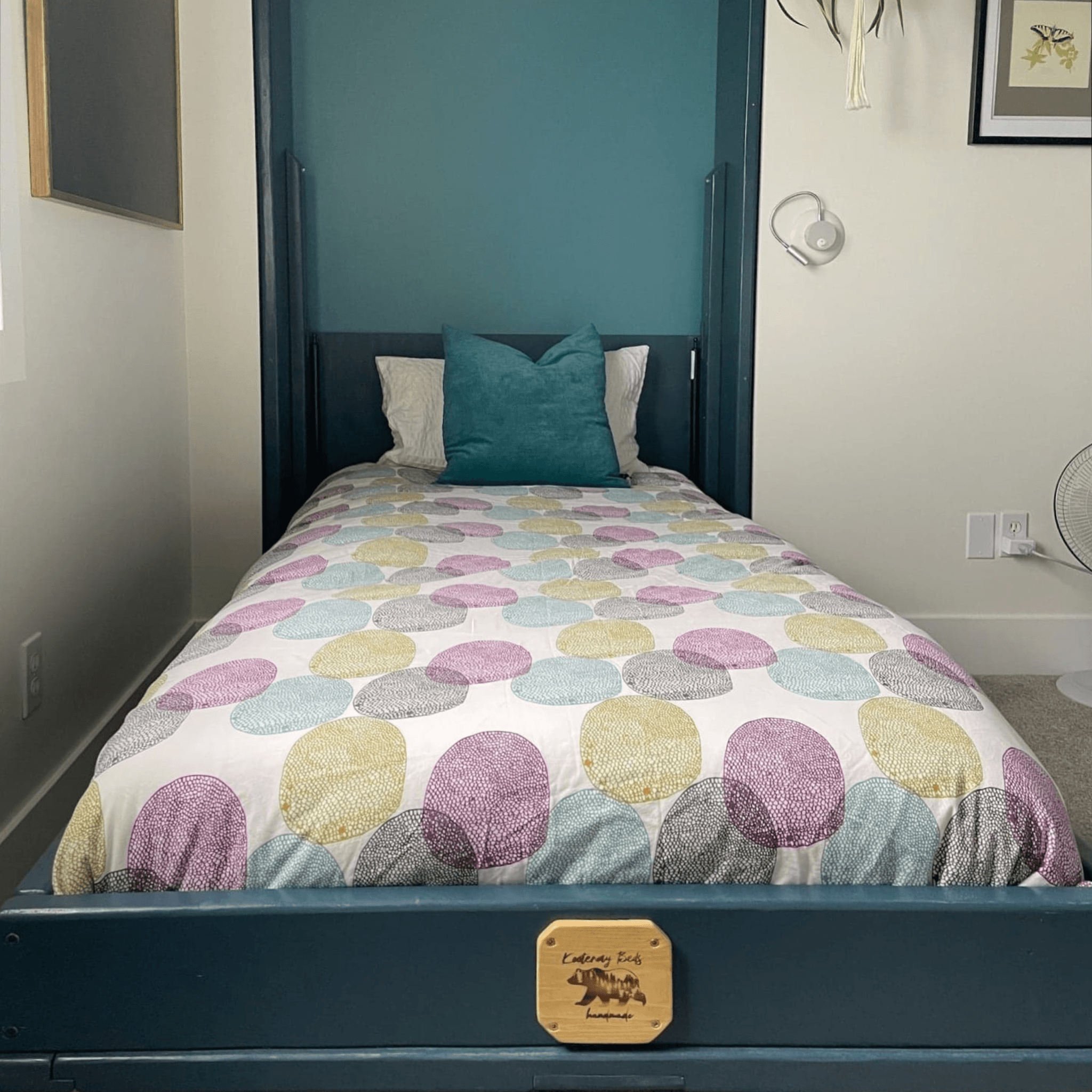 Twin Vertical Murphy Bed - Coastal Blue