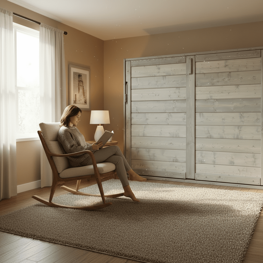 Horizontal Murphy Bed - Sandstone Green - Kootenay Murphy Beds