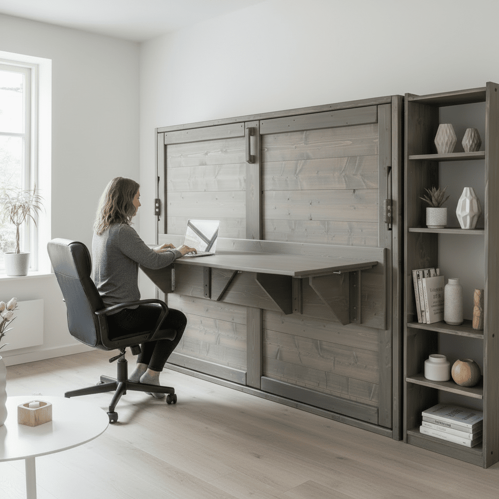 Horizontal Murphy Bed - Sandstone Green - Kootenay Murphy Beds
