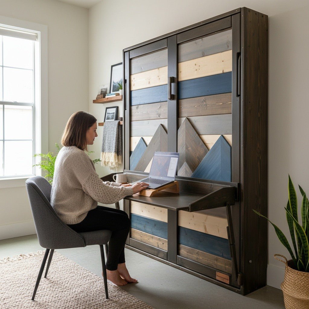 Murphy Bed with Desk - Blue Signature - Kootenay Murphy Beds
