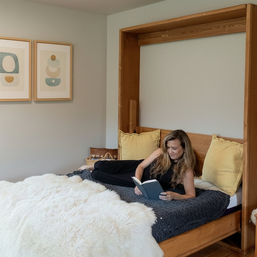 Murphy Bed With Desk - Cedar - Kootenay Murphy Beds