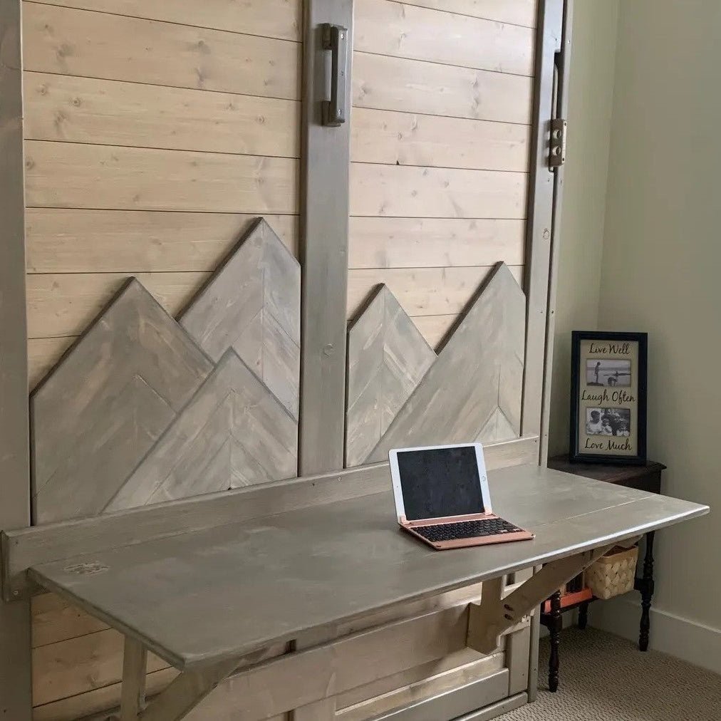 Murphy Bed With Desk - Mountains - Kootenay Murphy Beds