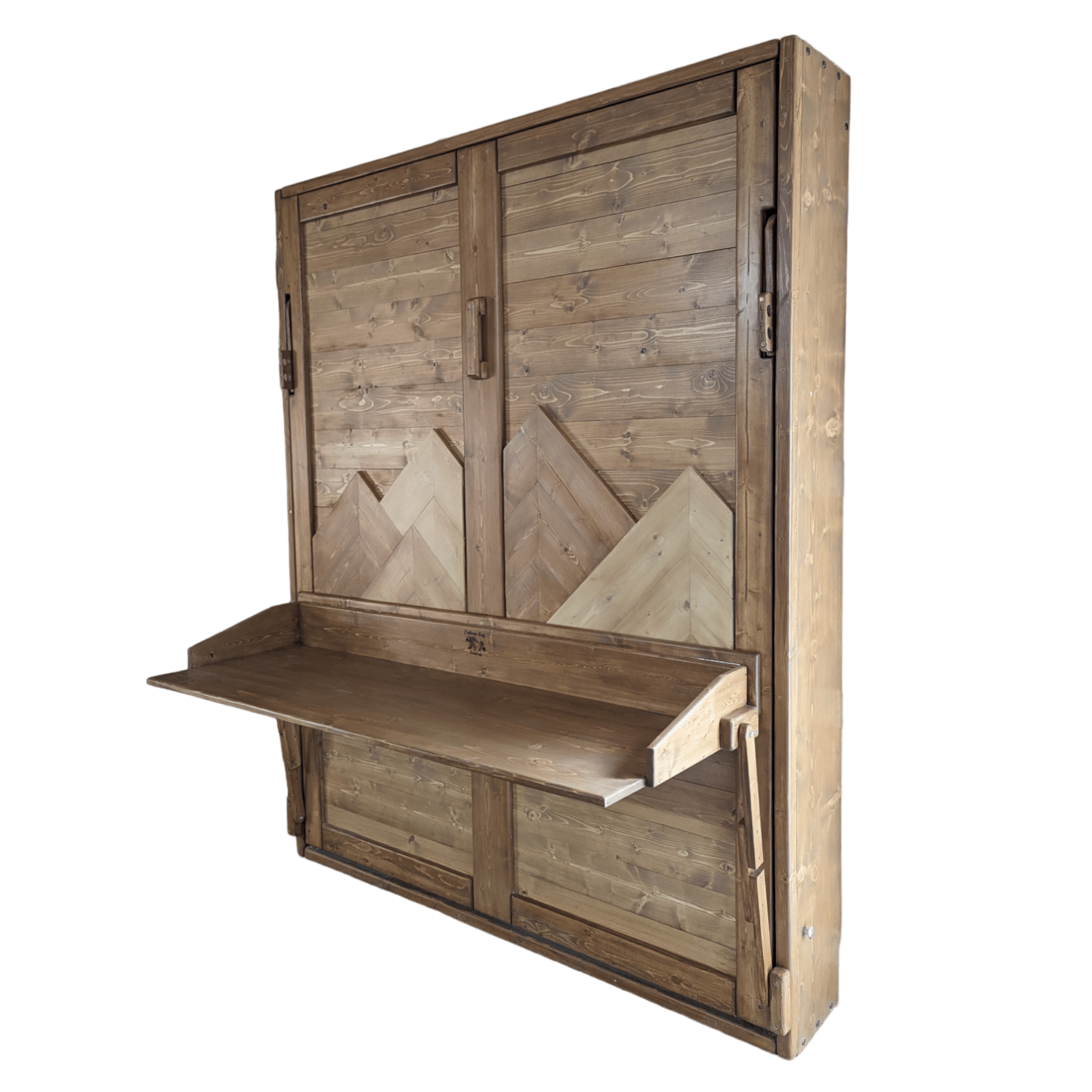 Murphy Bed with Desk - True Walnut Mountains with Stay Level Desk - Kootenay Murphy Beds