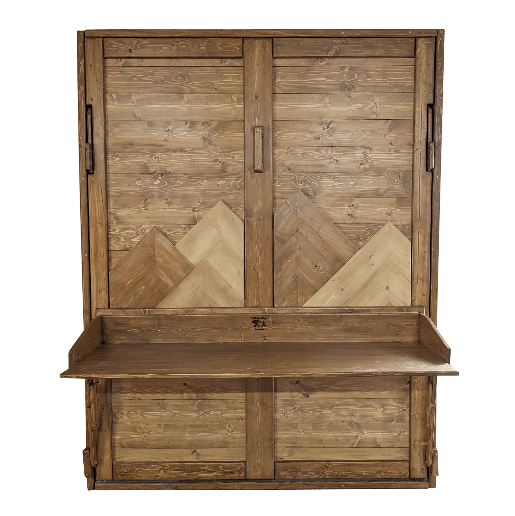 Murphy Bed with Desk - True Walnut Mountains with Stay Level Desk - Kootenay Murphy Beds