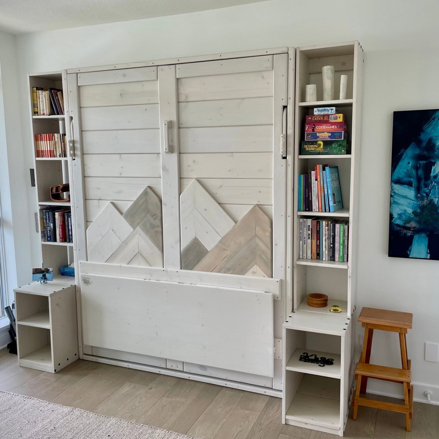 Murphy Bed With Desk White - "Snowflake" - Kootenay Murphy Beds