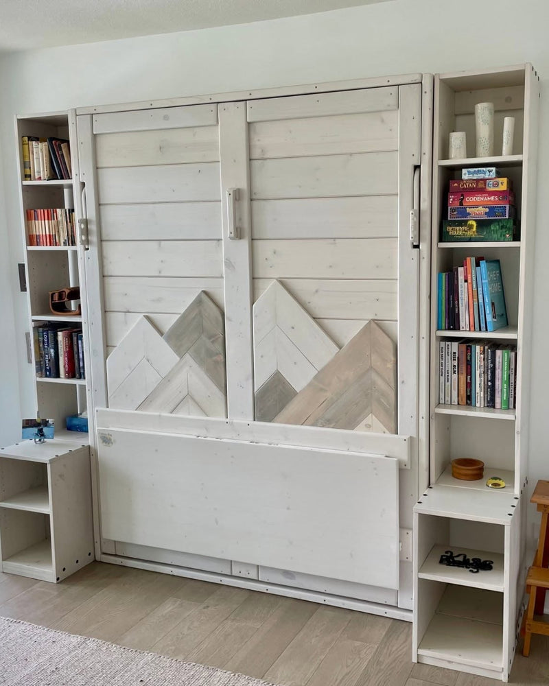 Murphy Bed With Desk White - "Snowflake" - Kootenay Murphy Beds