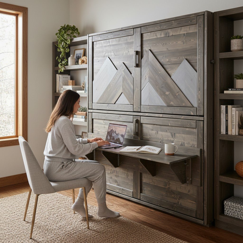 Murphy Bunks - Brown Bark - Kootenay Murphy Beds