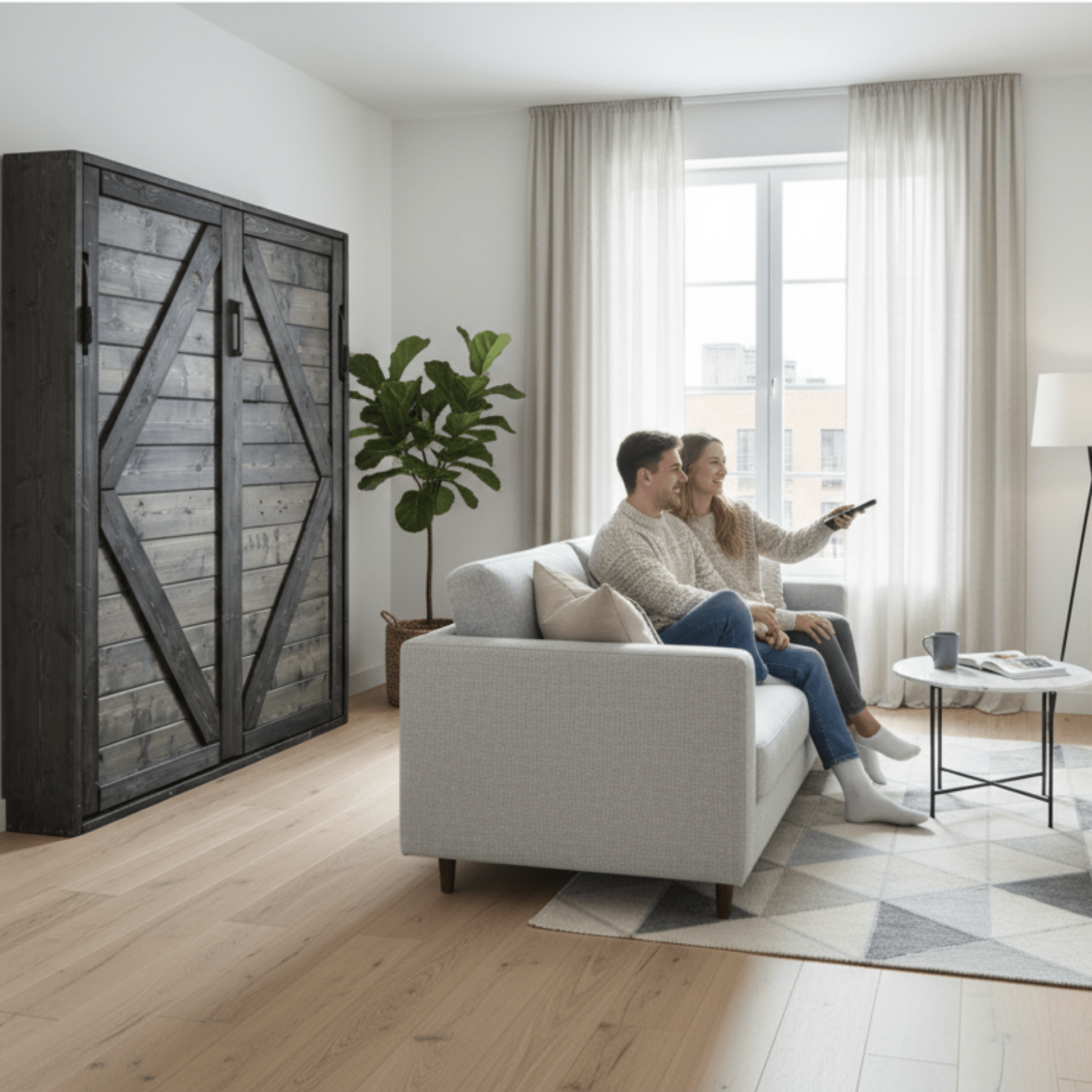 Queen Murphy Bed - Charcoal - Kootenay Murphy Beds