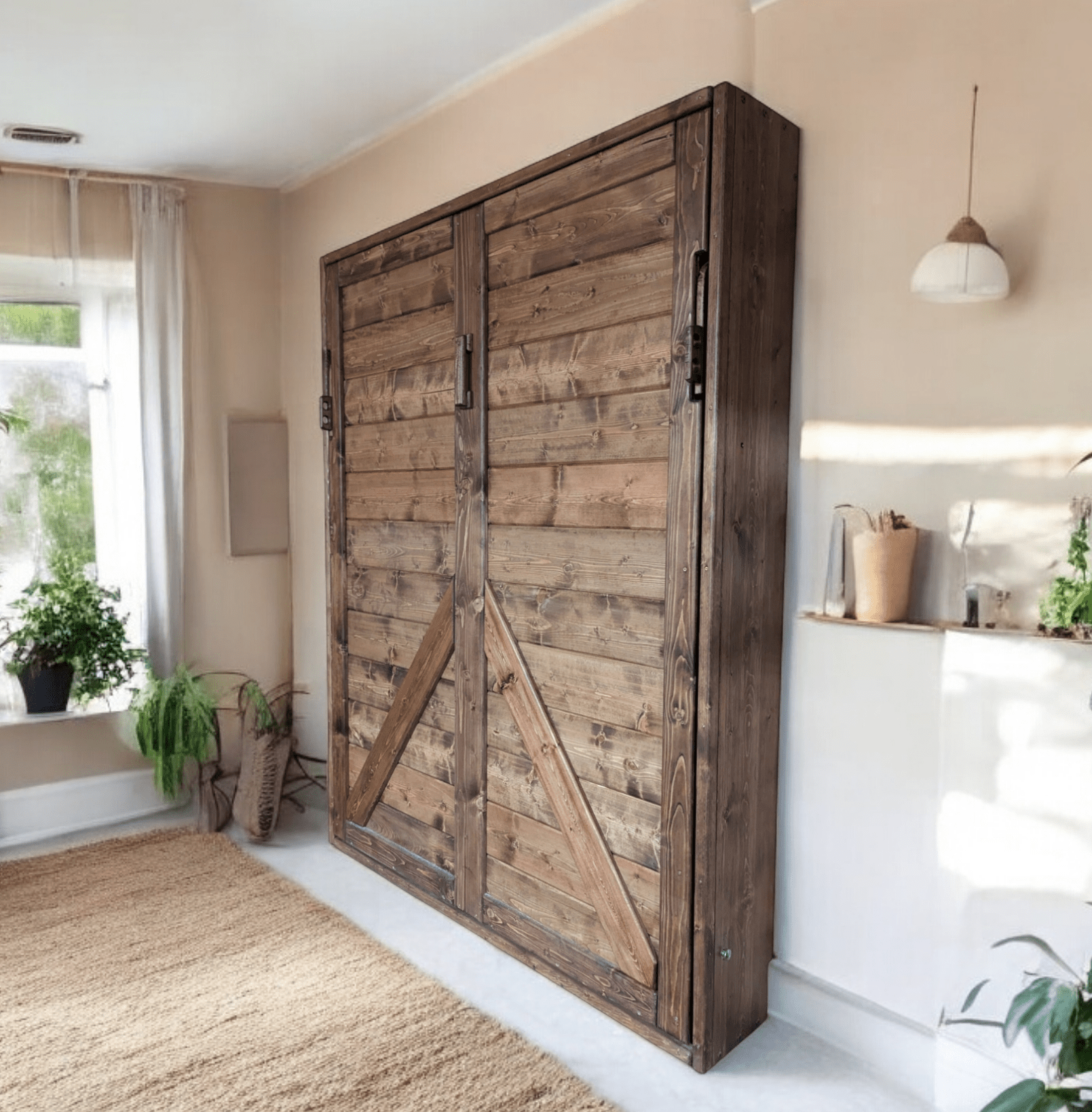 Queen Murphy Bed - Earthy Tones - Kootenay Murphy Beds