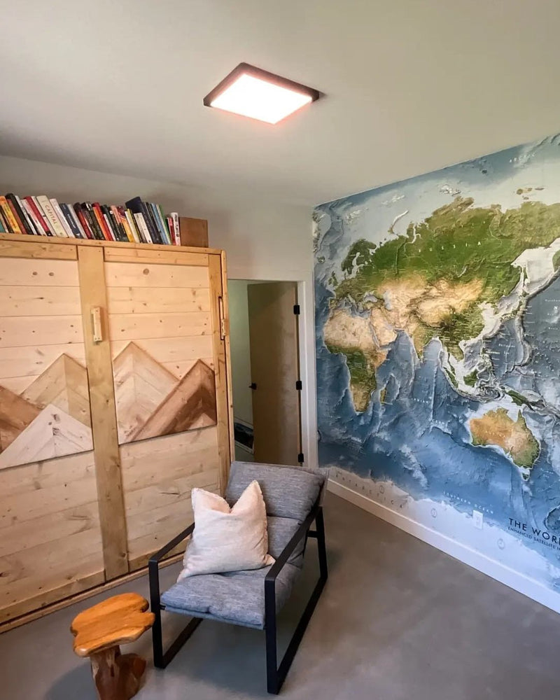 Queen Murphy Bed - Golden Oak & Brown Mountains - Kootenay Murphy Beds
