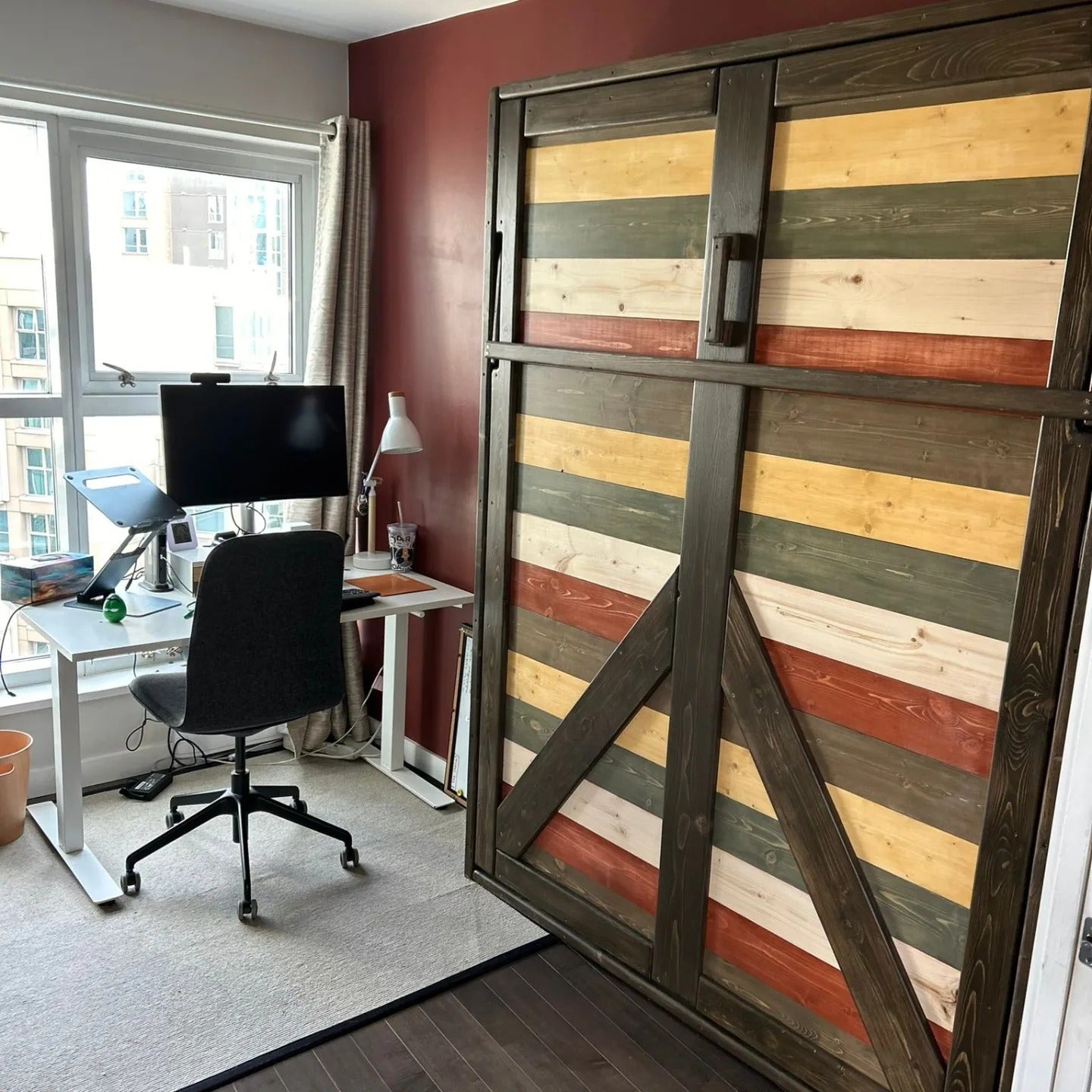 Queen Murphy Bed - Signature Red - Kootenay Murphy Beds