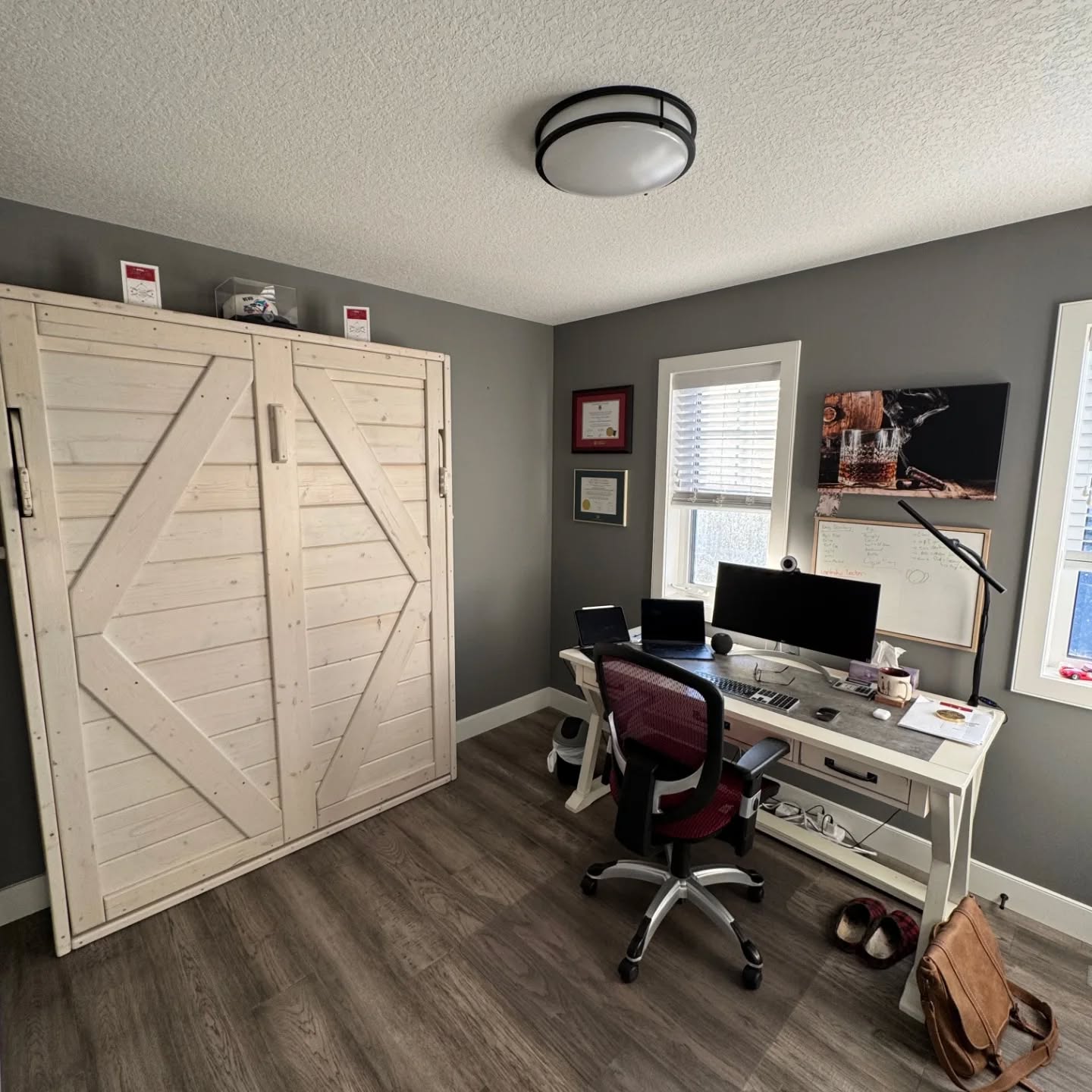 Queen Murphy Bed - White Wash - Kootenay Murphy Beds