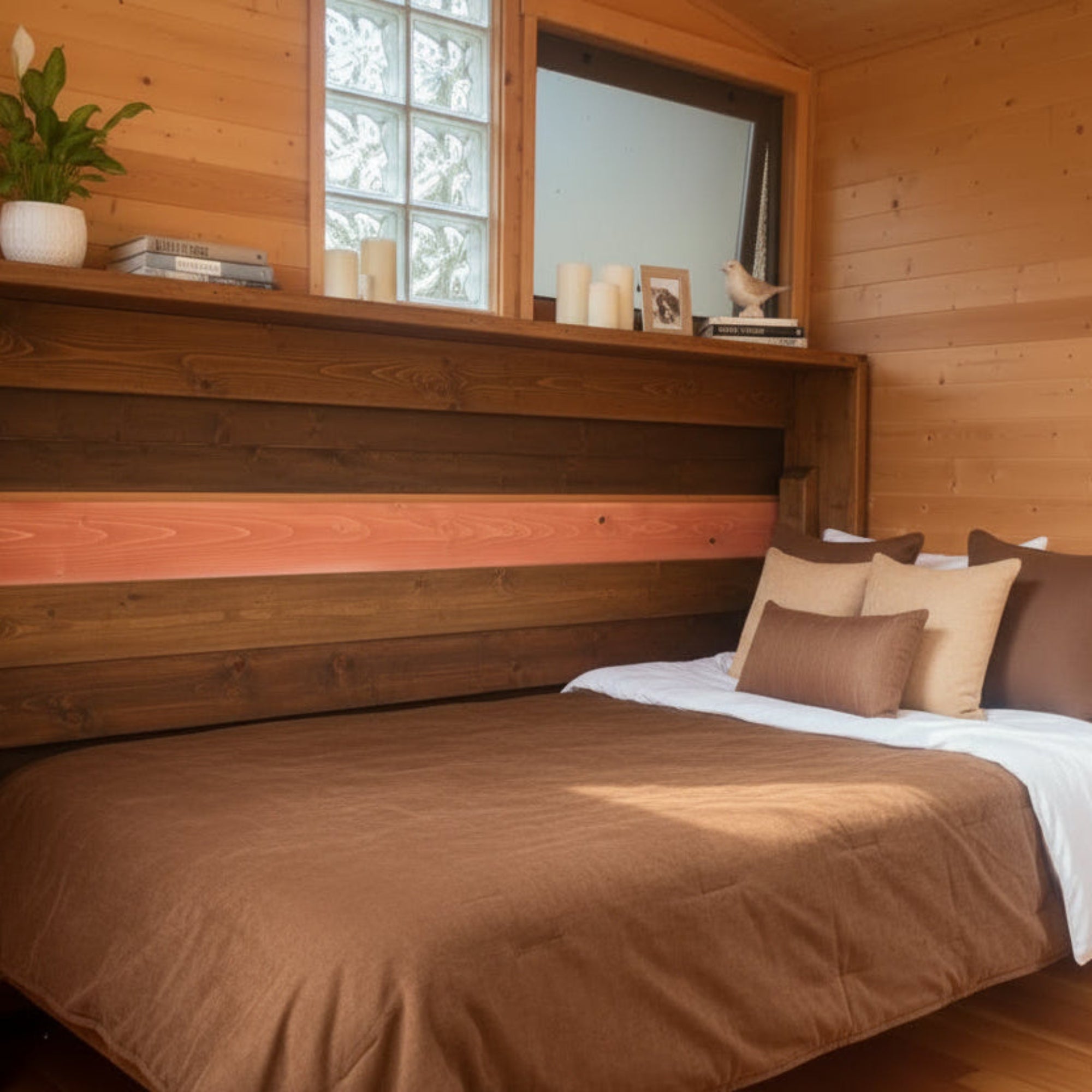 Twin Murphy Bed Horizontal with Desk - Walnut - Kootenay Murphy Beds