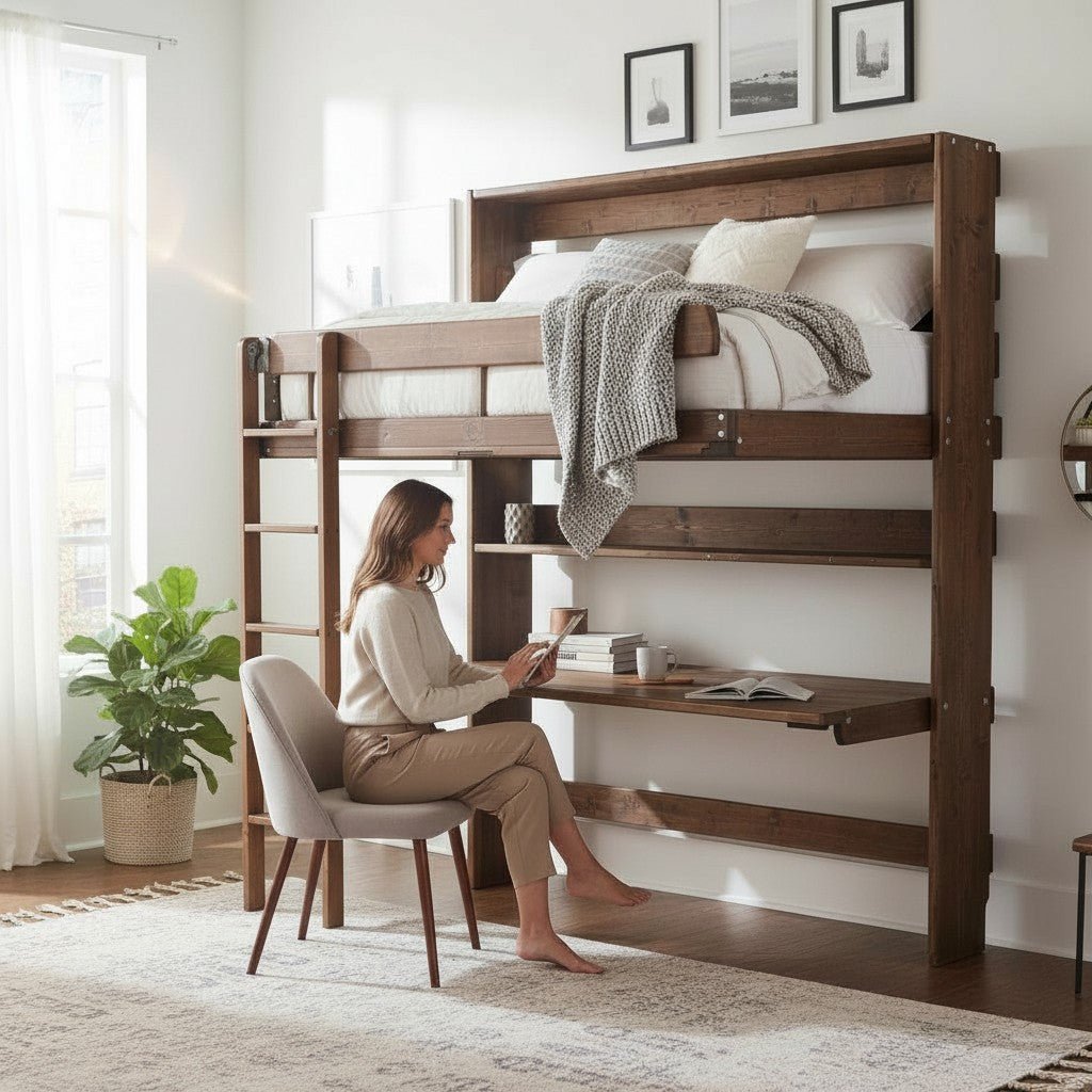 Twin Murphy Loft - American Chestnut - Kootenay Murphy Beds