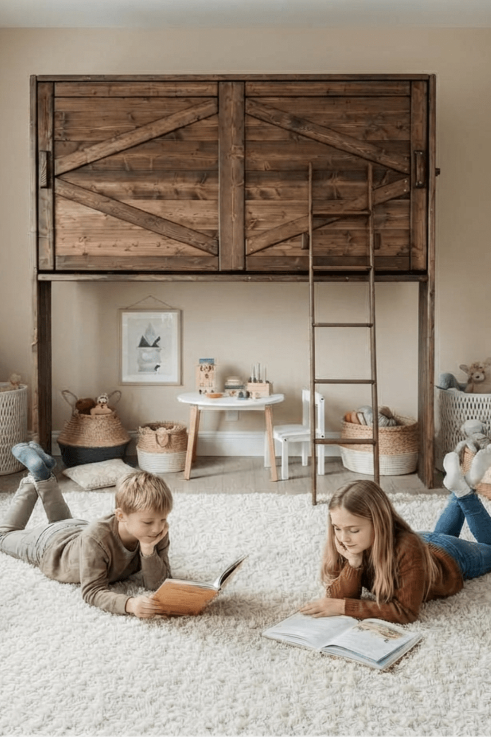Twin Murphy Loft - American Chestnut - Kootenay Murphy Beds