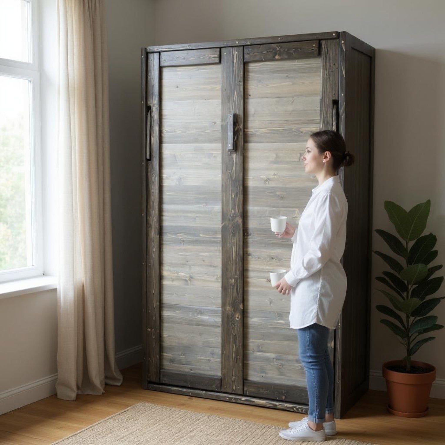 Twin Vertical Murphy Bed - Dirty Gray - Kootenay Murphy Beds