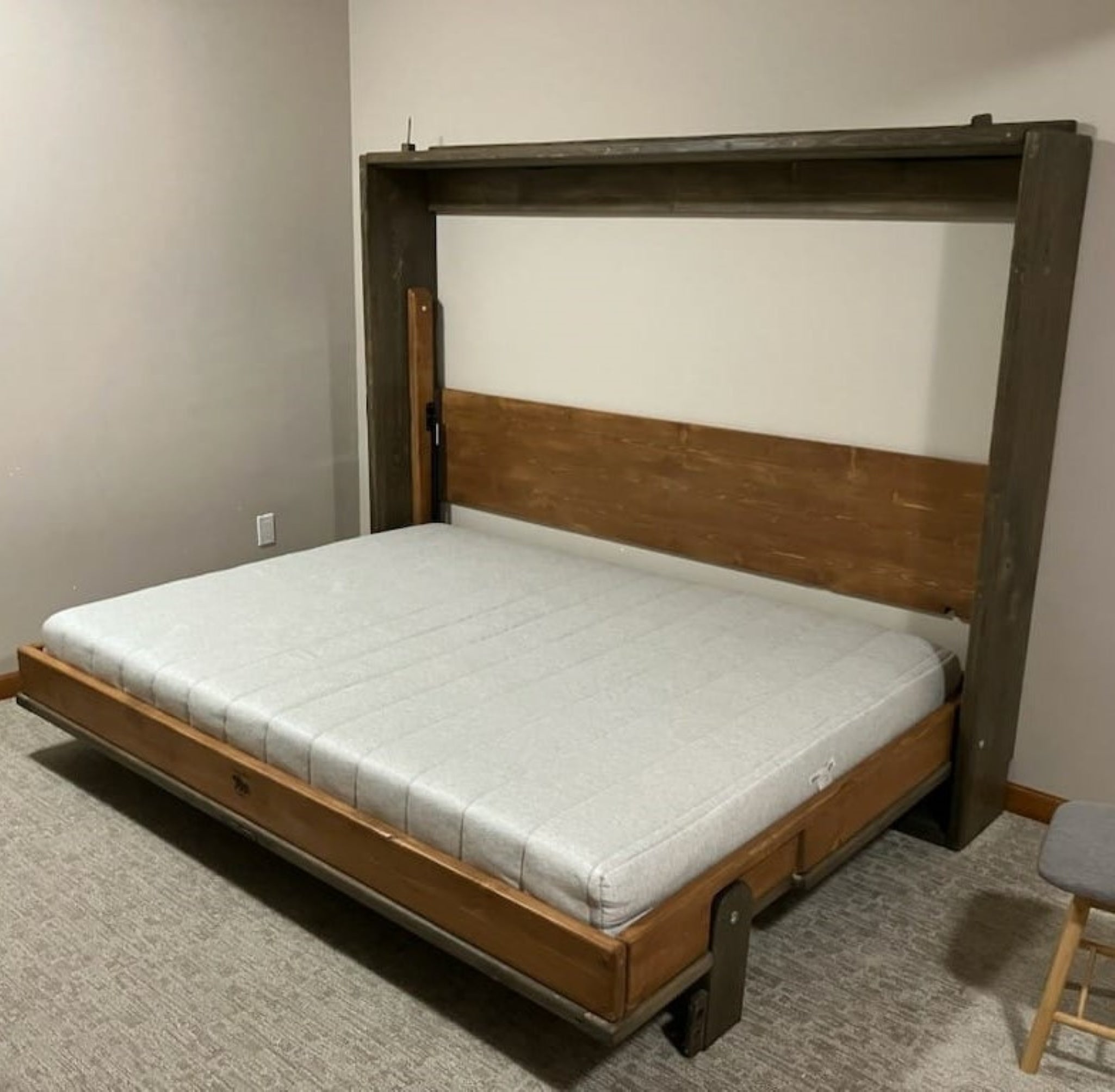 Horizontal murphy store bed frame