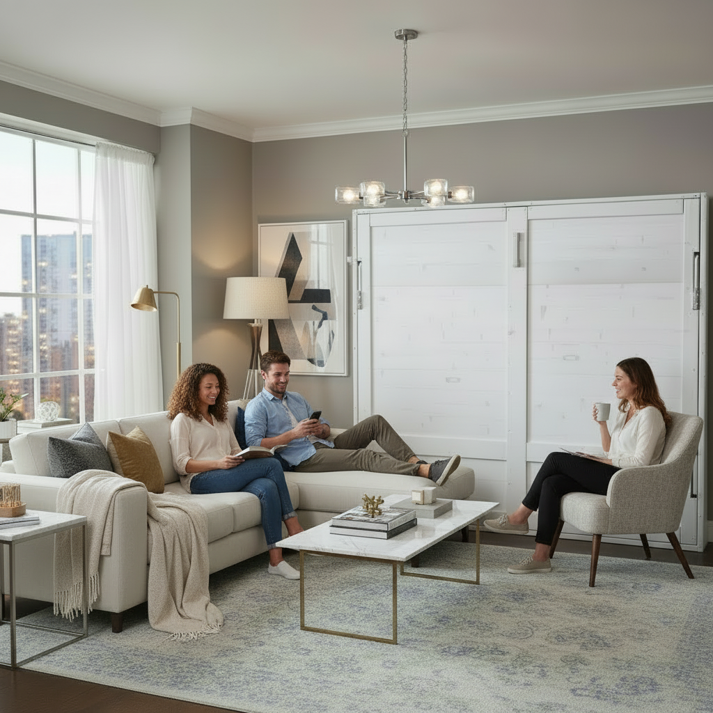 Horizontal Murphy Bed - White