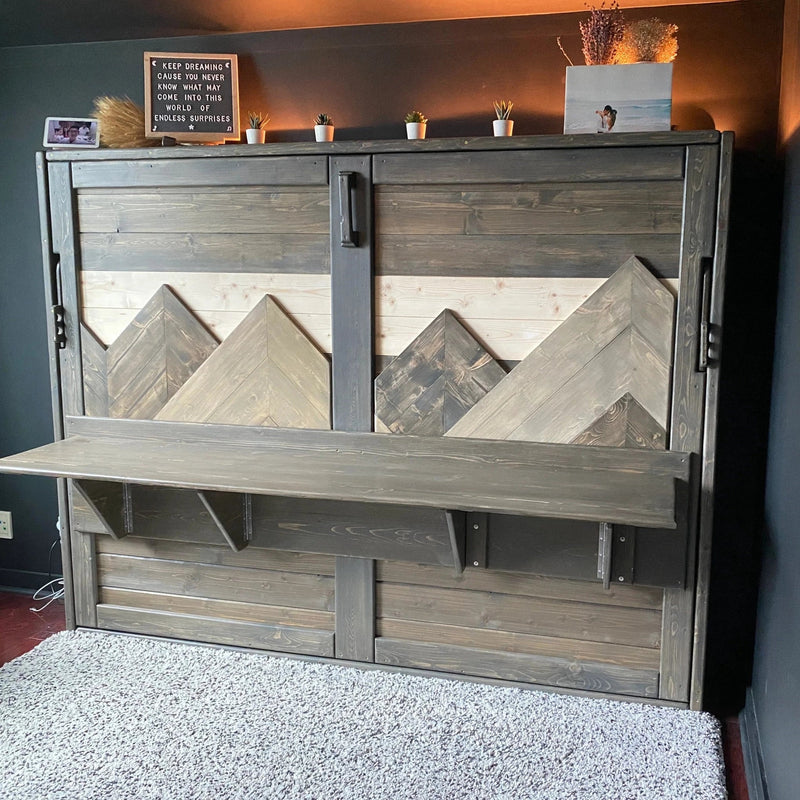 Horizontal Murphy Bed with Desk - Custom Mountain - Kootenay Murphy Beds
