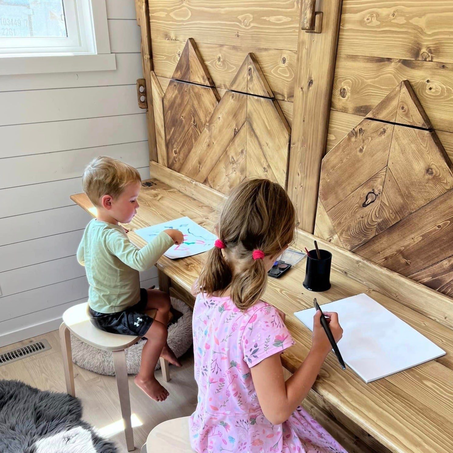 Farmhouse murphy bed store with desk