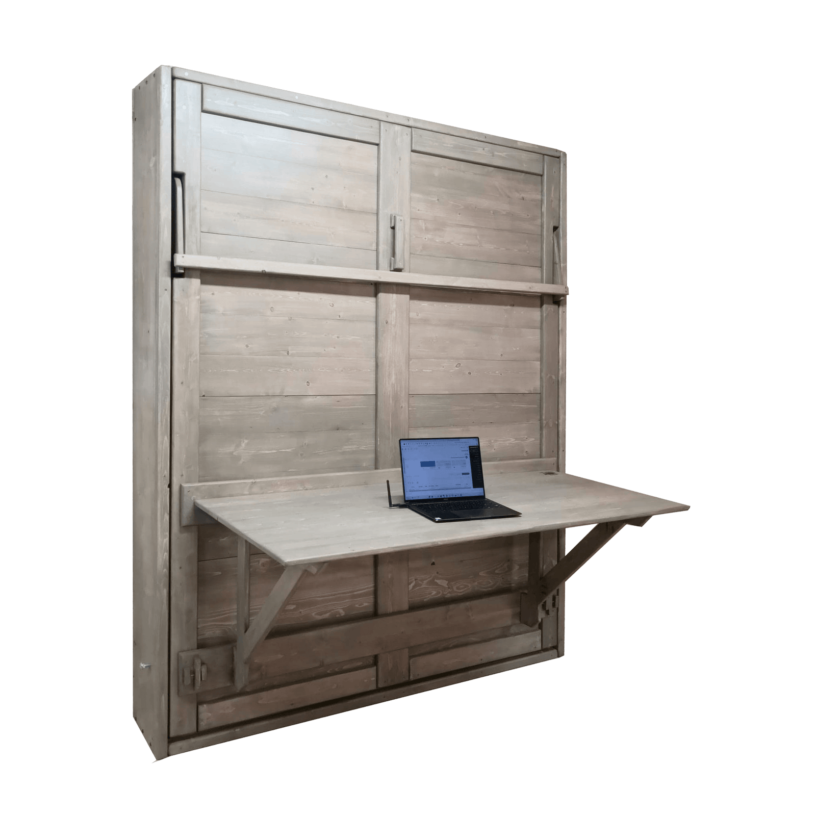 Sandstone Murphy Bed with Desk Guestroom and Office