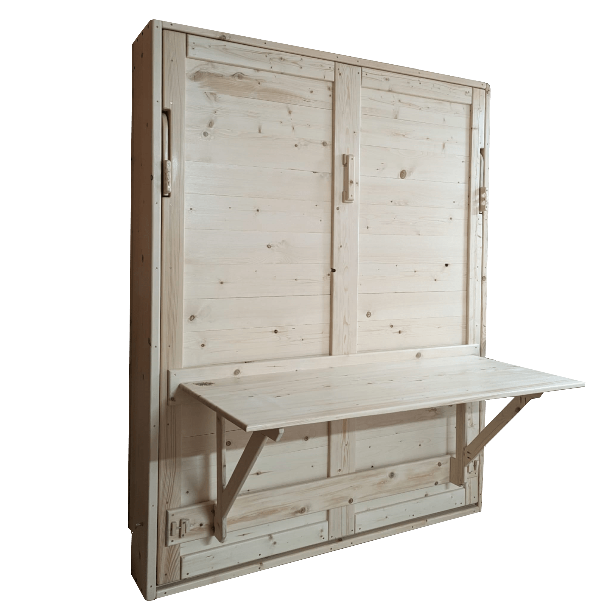 Murphy Bed With Desk - Natural Pine - Kootenay Murphy Beds