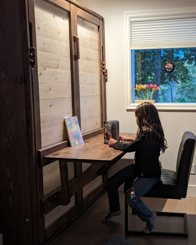 Murphy Bed With Desk - Walnut - Kootenay Murphy Beds