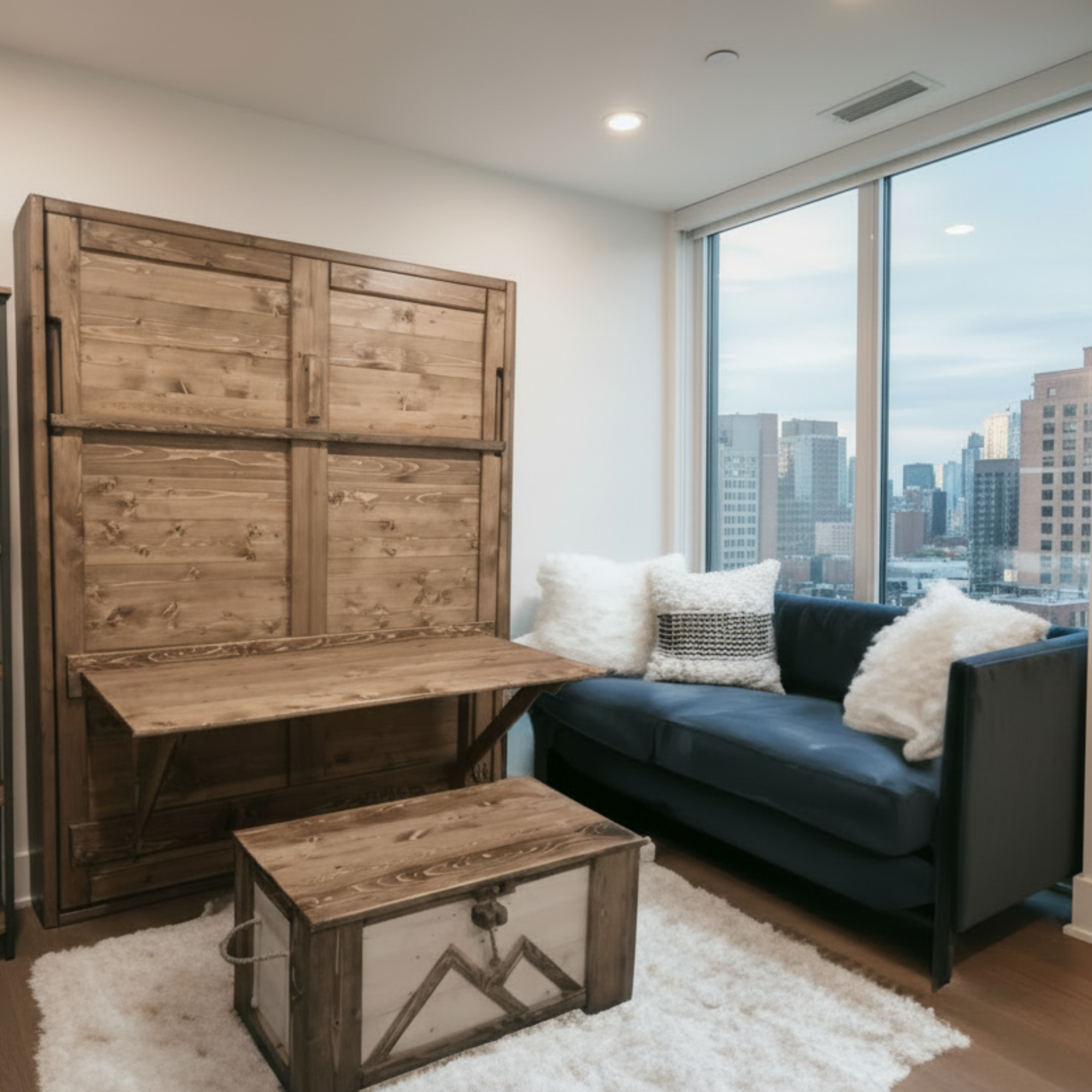 Murphy Bed With Desk - Walnut - Kootenay Murphy Beds