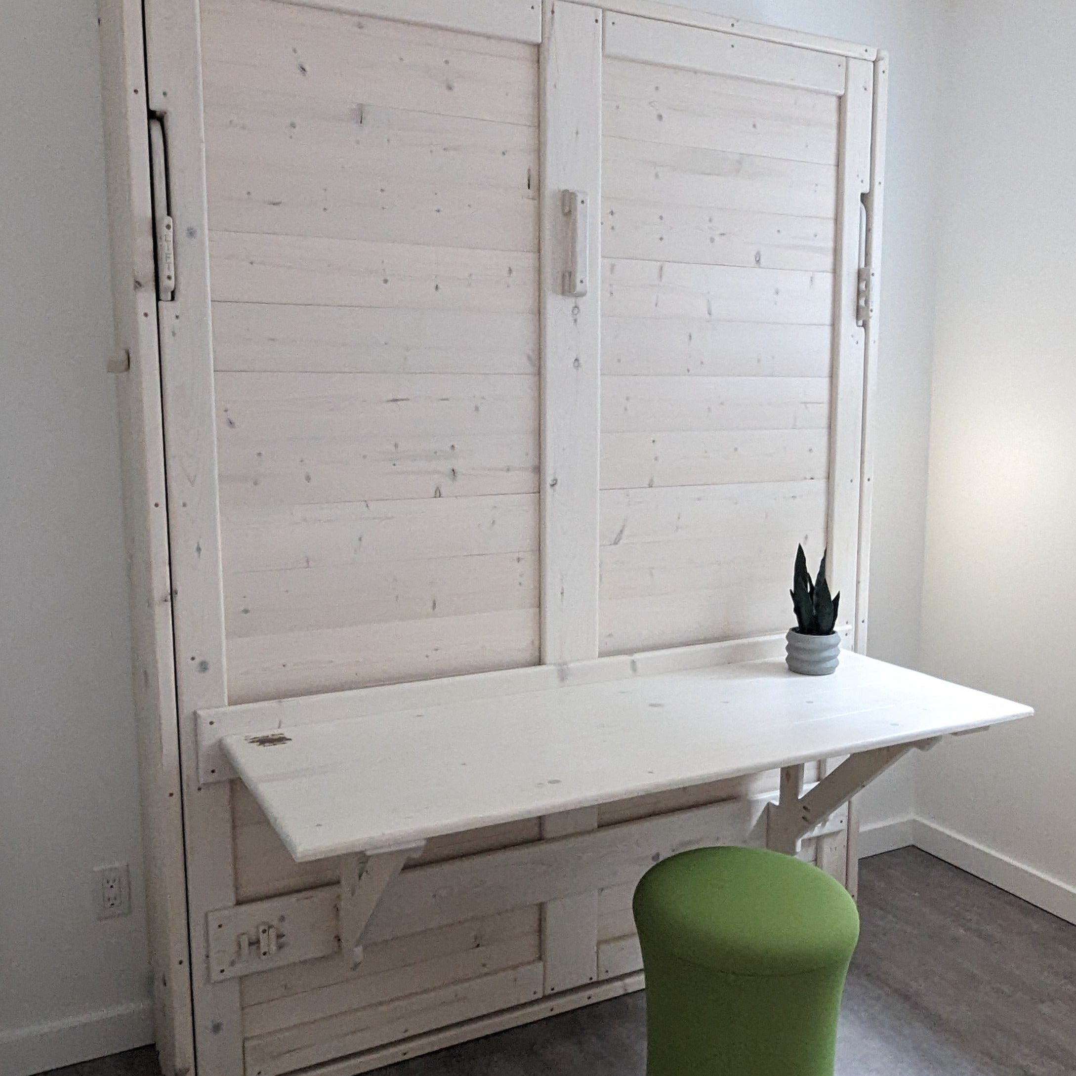 Murphy Bed With Desk - White - Kootenay Murphy Beds