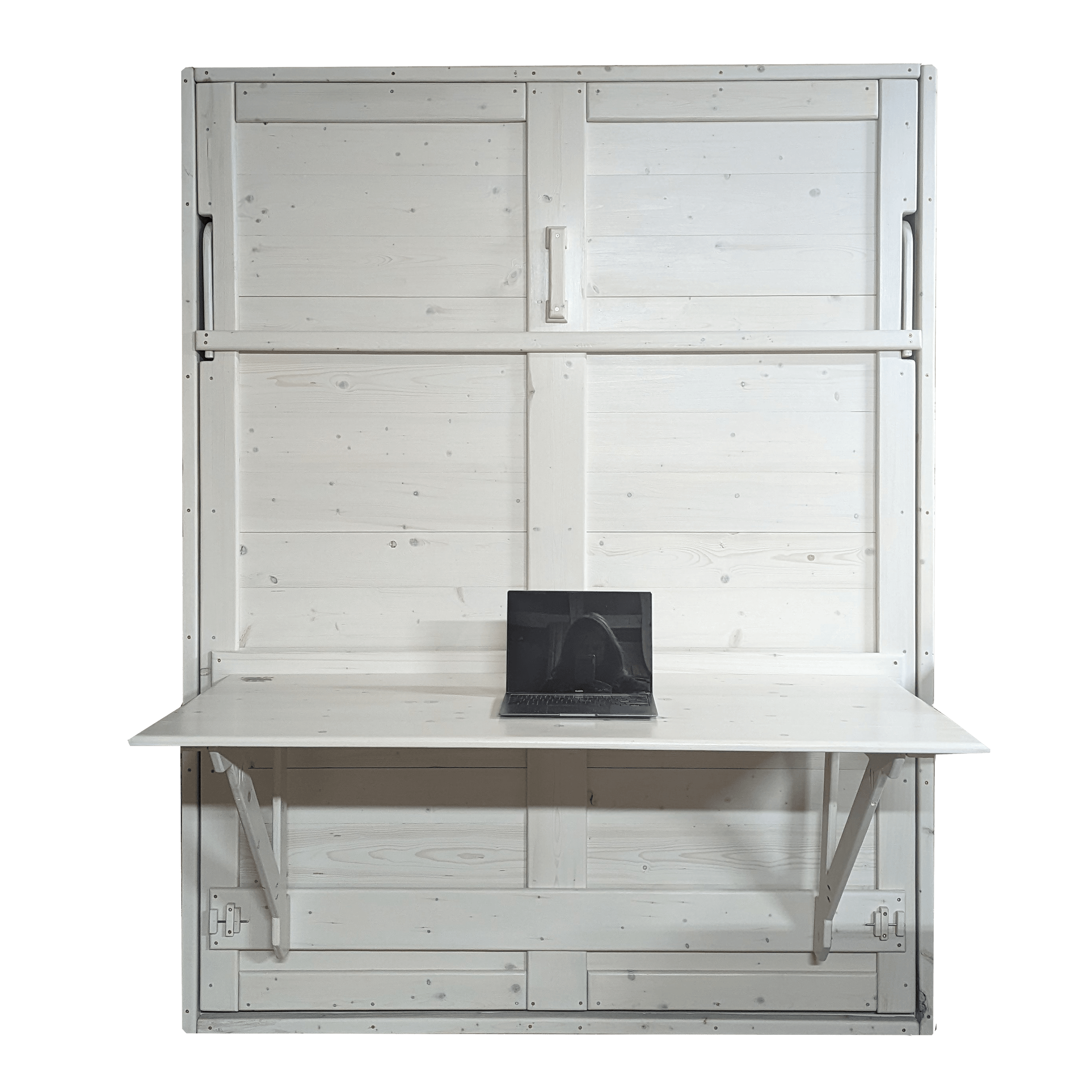 Murphy Bed With Desk - White