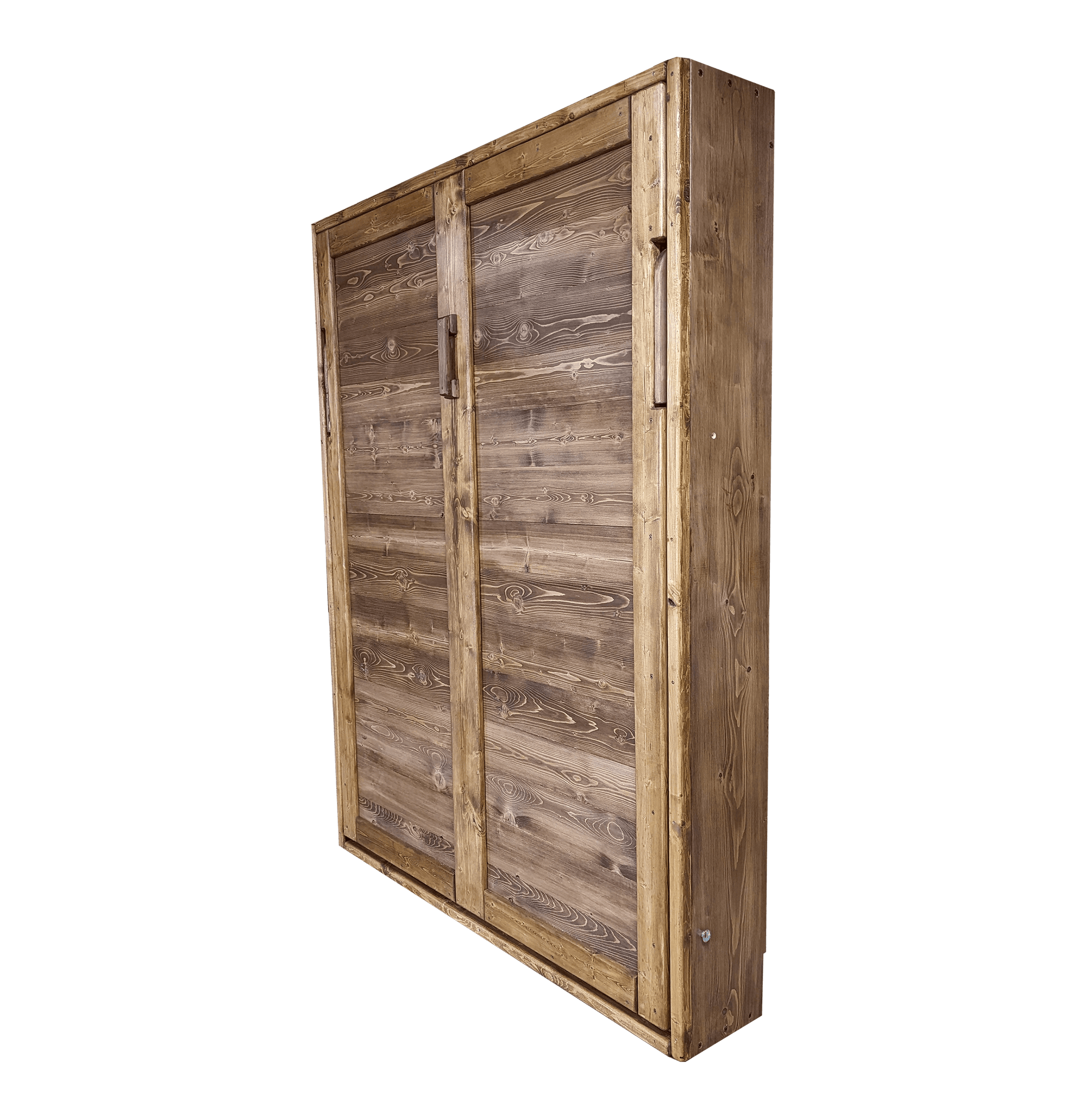 Brown Provincial Queen Murphy Bed Rustic Solid Wood Wall Bed