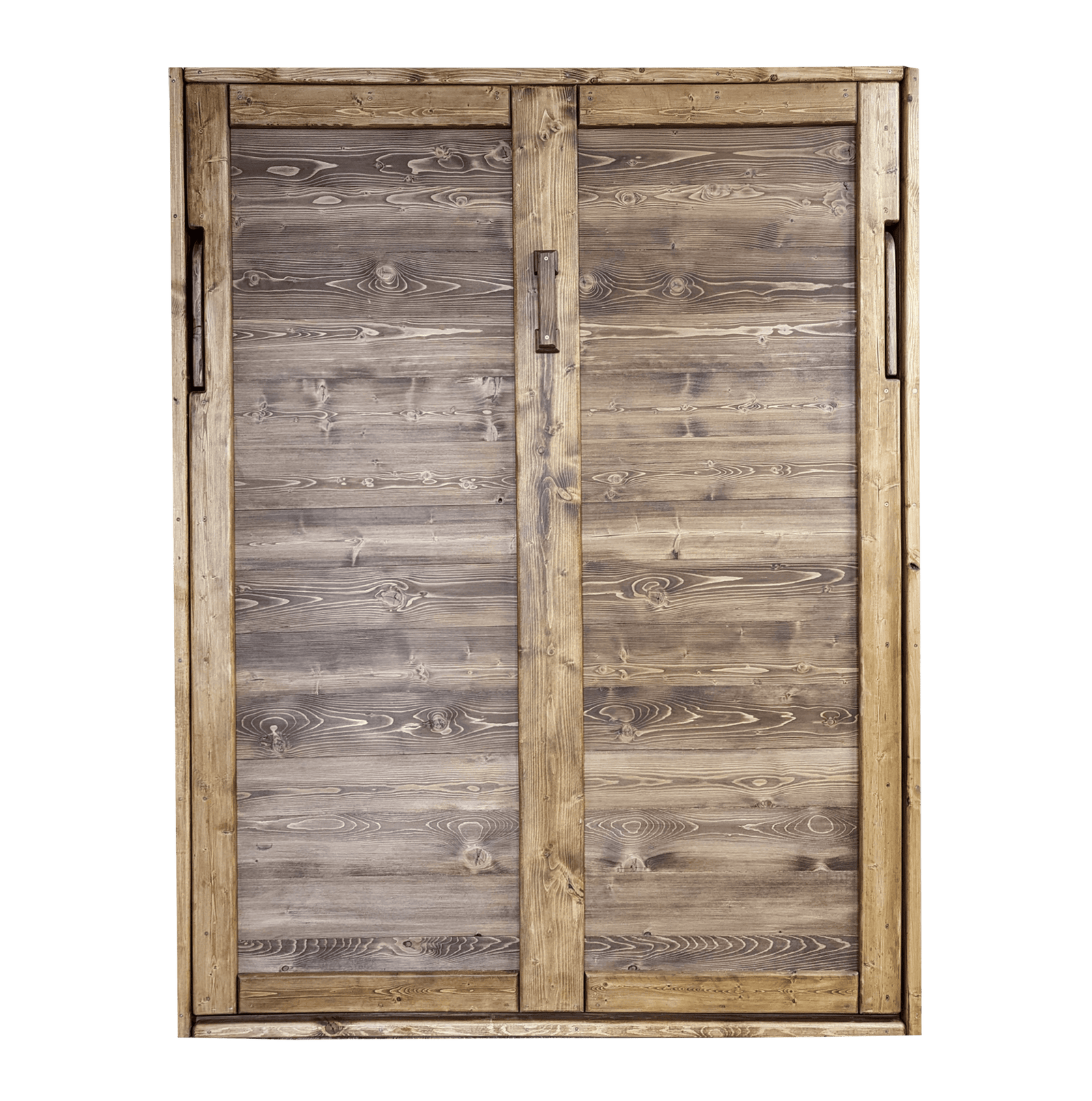 Brown Provincial Queen Murphy Bed Rustic Solid Wood Wall Bed