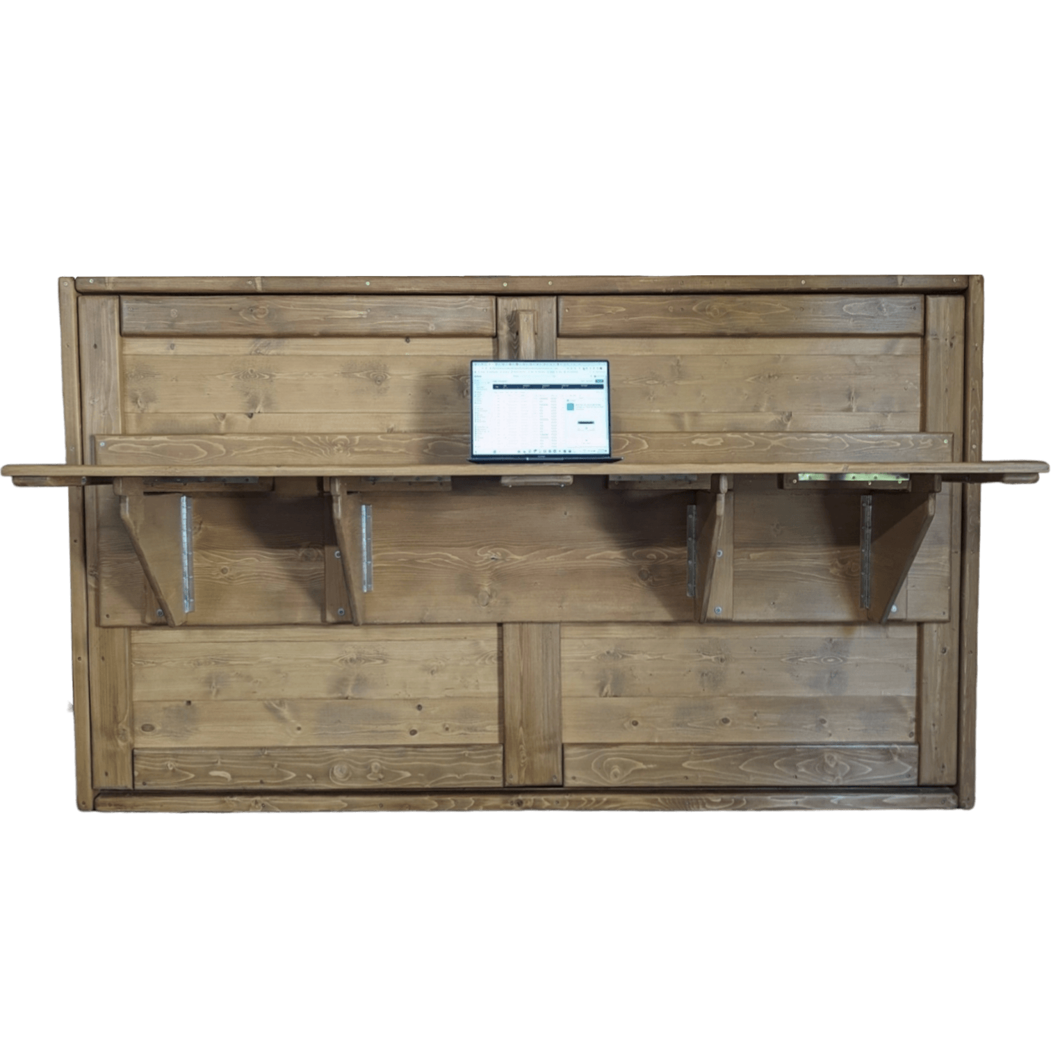 Twin Murphy Bed Horizontal with Desk - Walnut - Kootenay Murphy Beds
