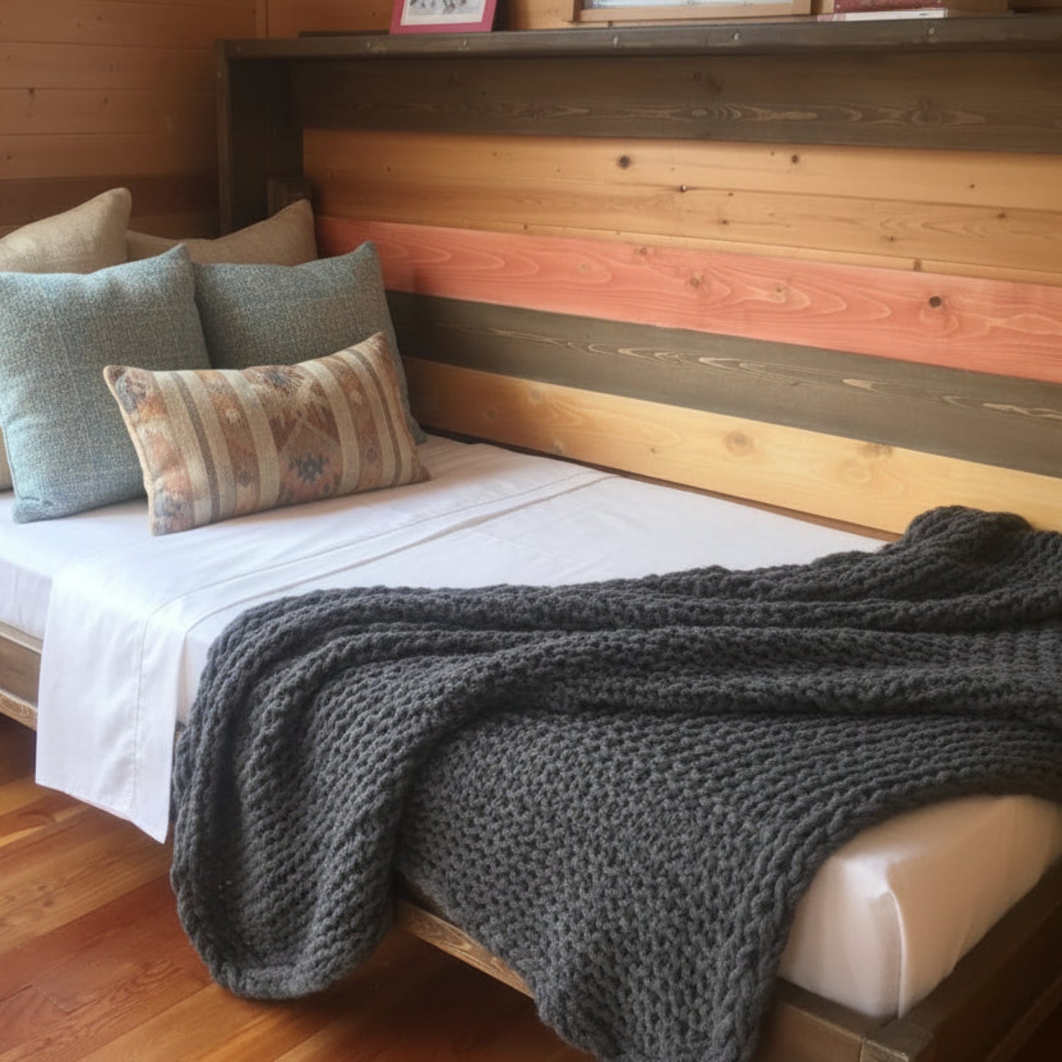 Twin Murphy Bed Horizontal - Bark & Pine